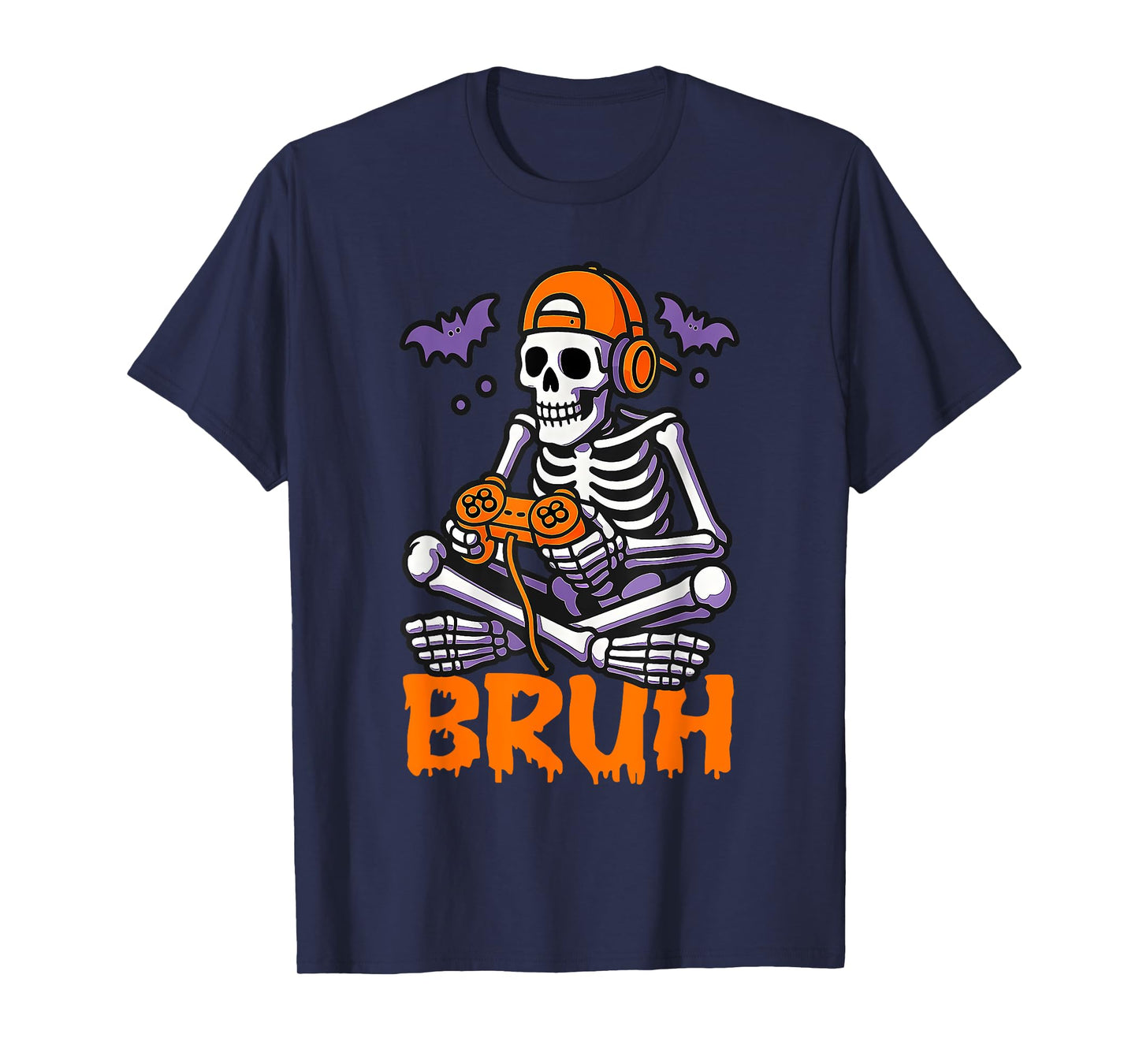 Bruh Halloween Gamer Men Boys Kids Skeleton Video Gaming T-Shirt