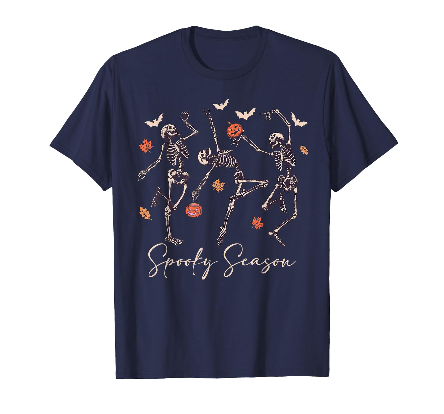 Funny Dancing Skeleton Halloween Pumpkin Spooky Season T-Shirt