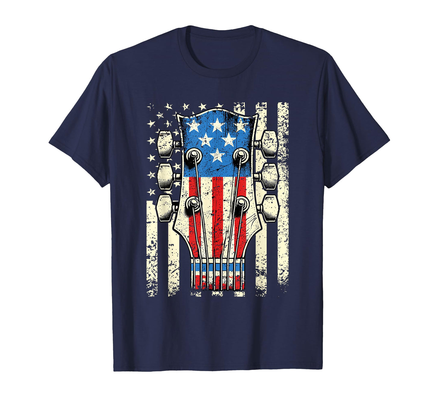 American Flag Electric Bass Guitar Player Musician Vintage T-Shirt