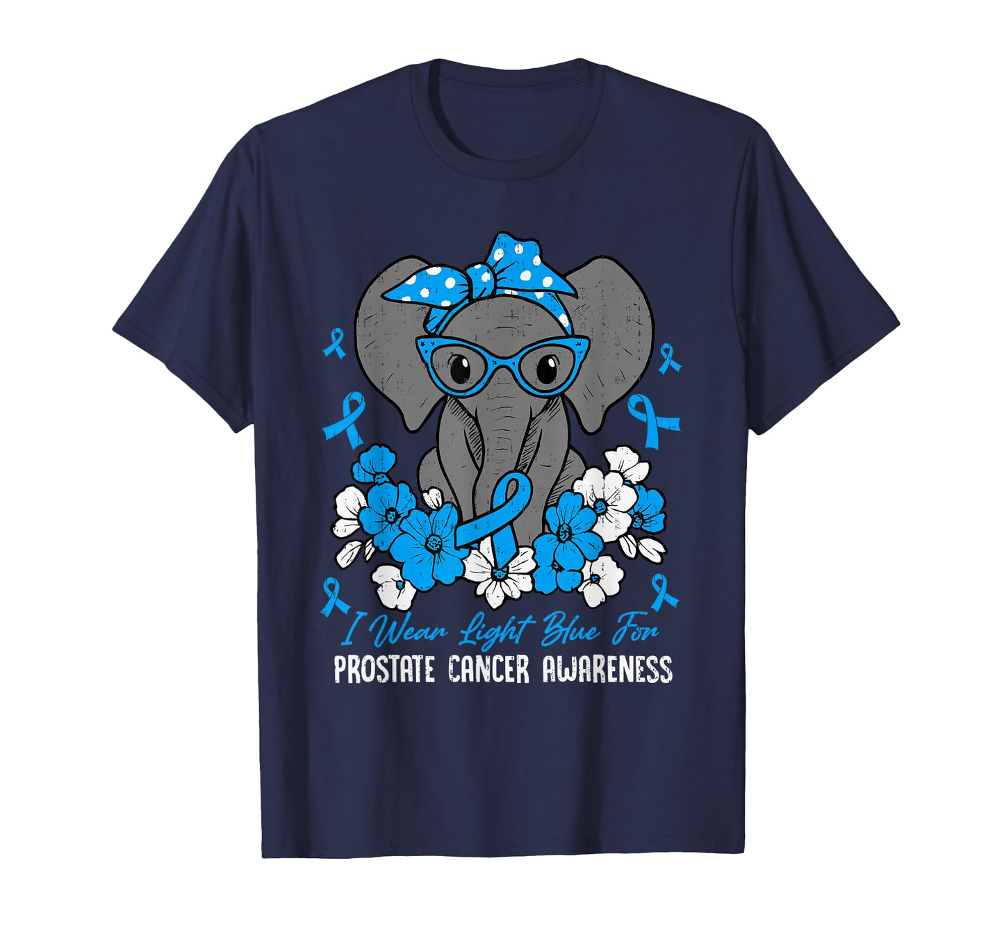 Prostate Cancer Awareness Elephant Ribbon Light Blue Support T-Shirt