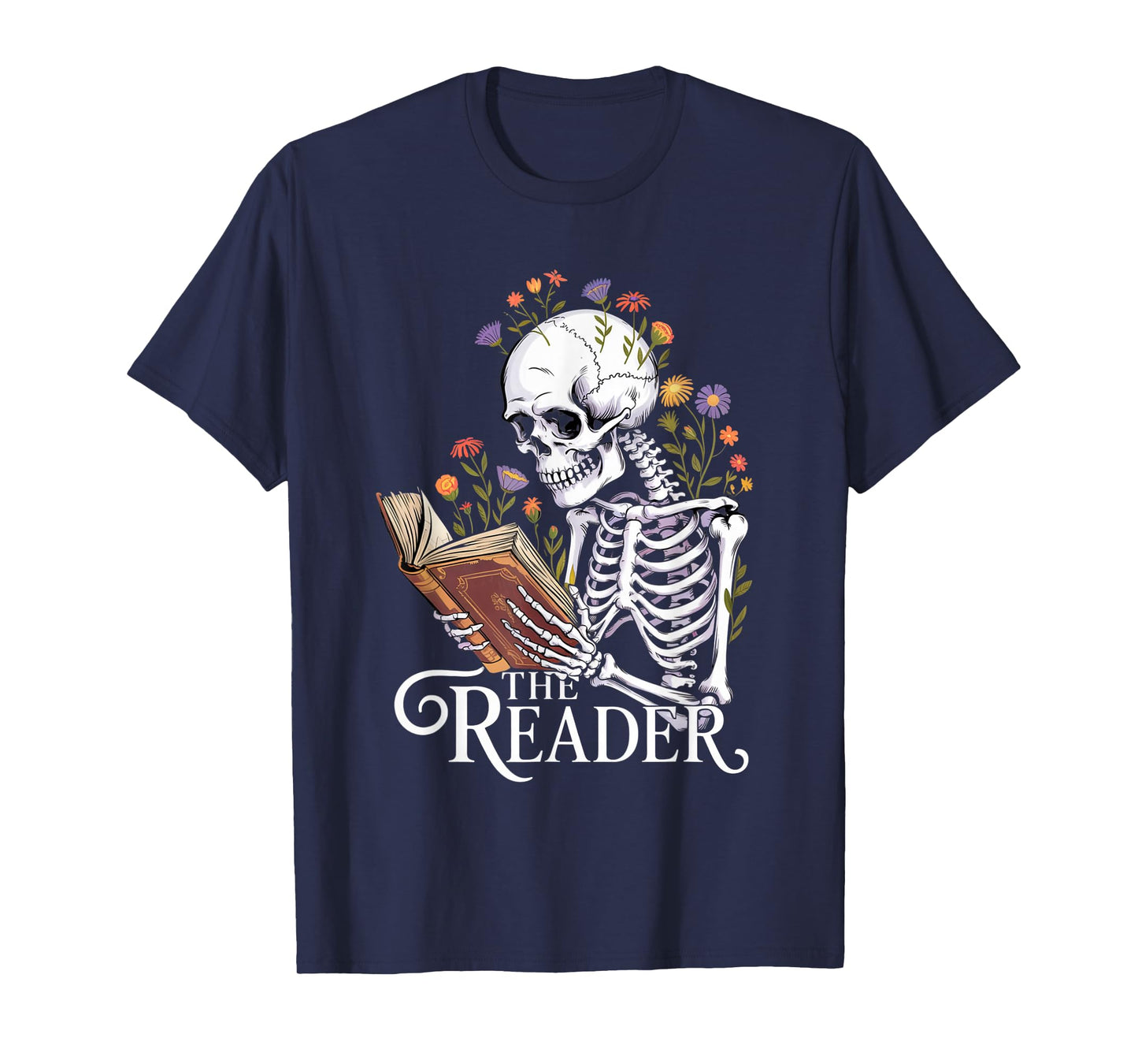 Tarot Card The Reader Skeleton Reading Book Bookworm Bookish T-Shirt