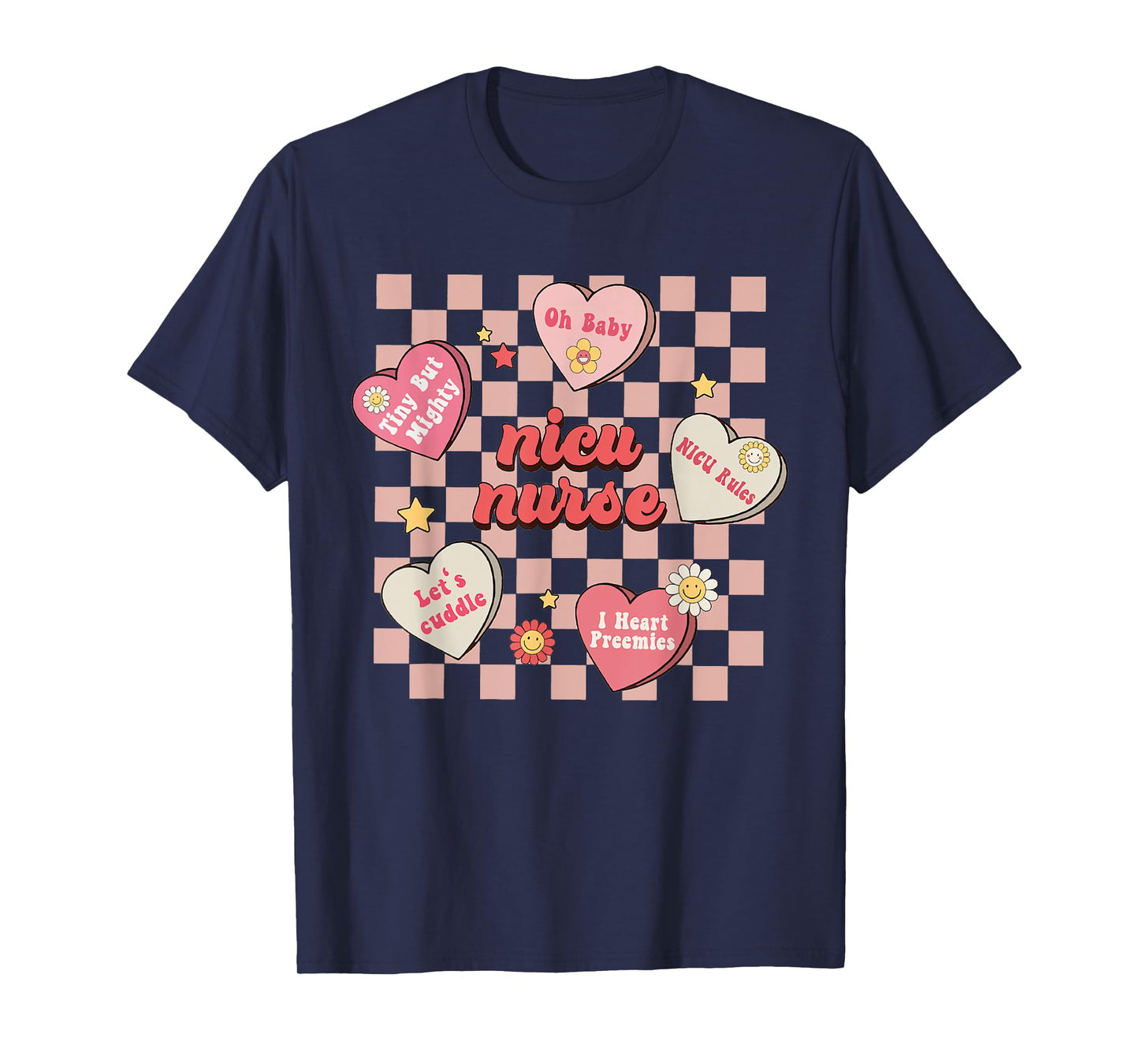Retro NICU Nurse Conversation Hearts Candy Valentine's Day T-Shirt