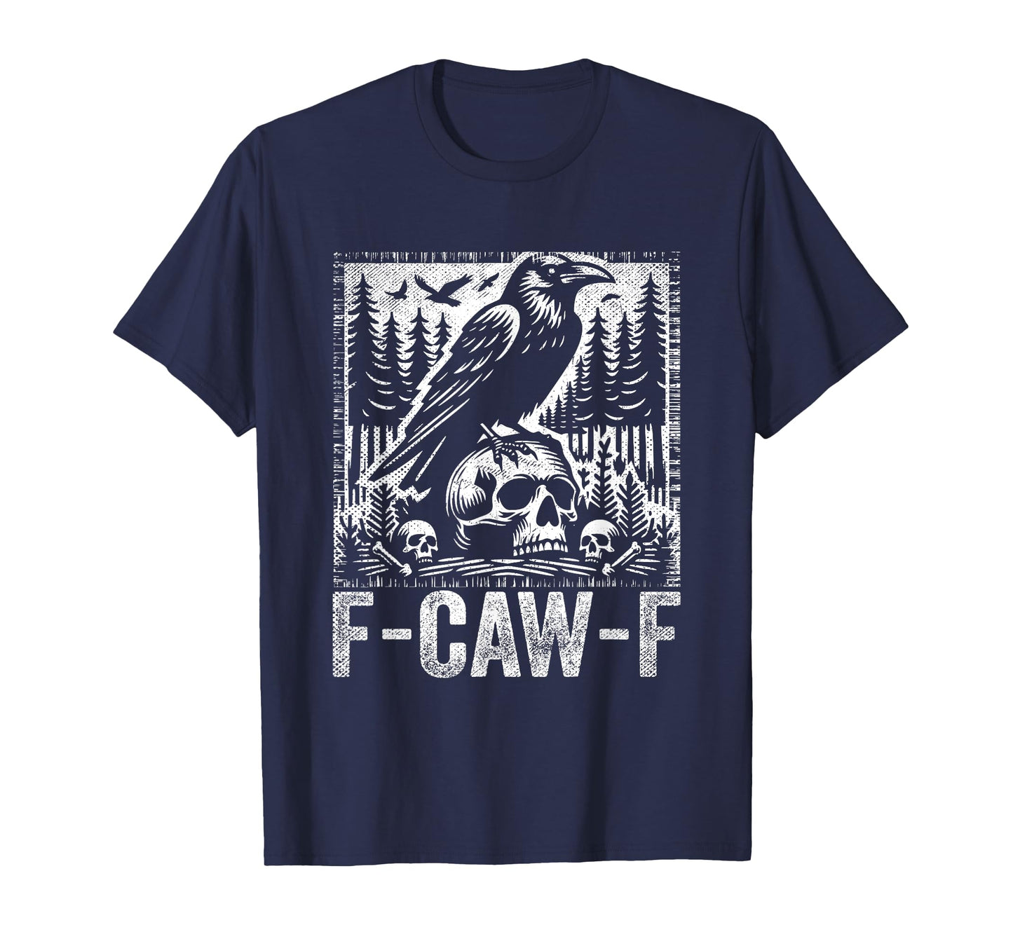 F-Caw-F Crow Vintage Gothic Skull Funny Sarcastic Black Bird T-Shirt