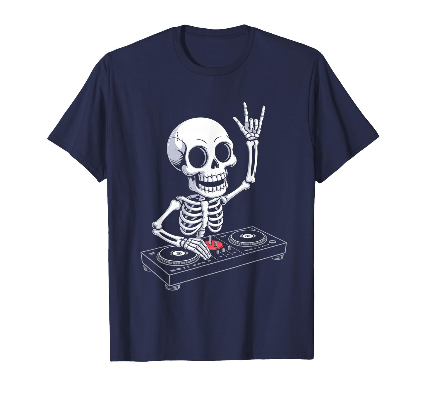 Skeleton DJ on Turntables EDM Synthesizer Rave Music Ghost T-Shirt