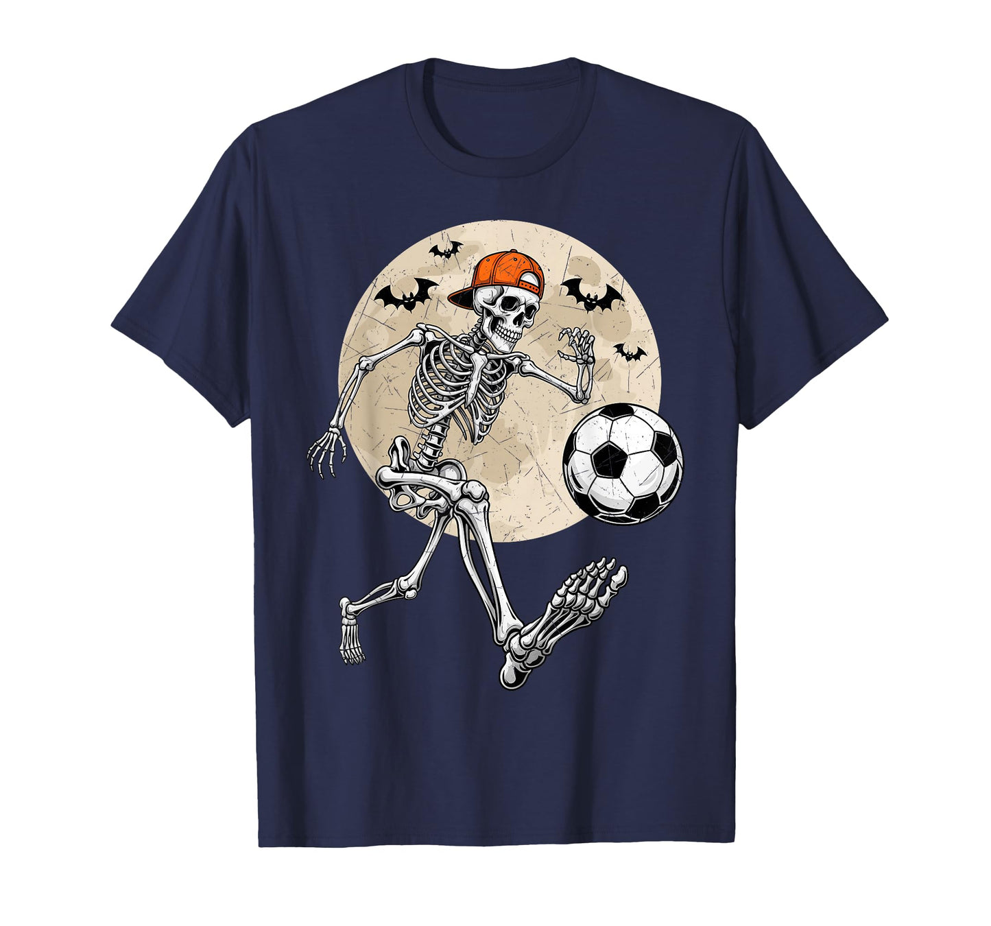 Funny Skeleton Soccer Men Boys Kids Halloween Costume T-Shirt