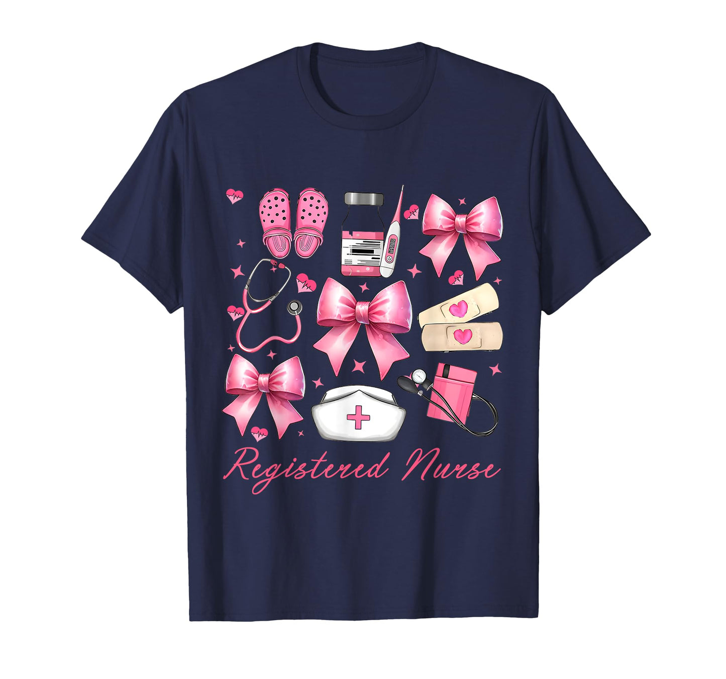 Cute Pink Coquette Bow Girly Registered Nurse T-Shirt