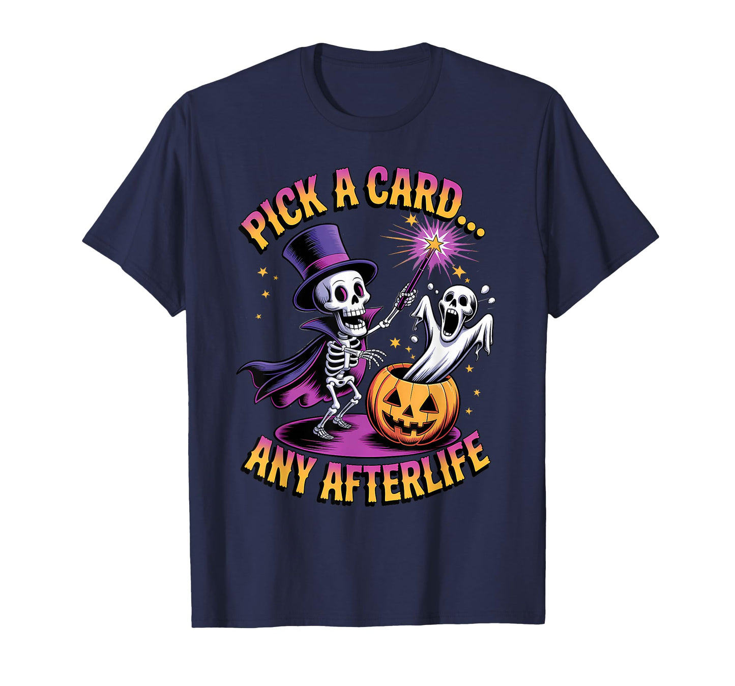 Skeleton Magician Halloween Funny Spooky Magic Show T-Shirt