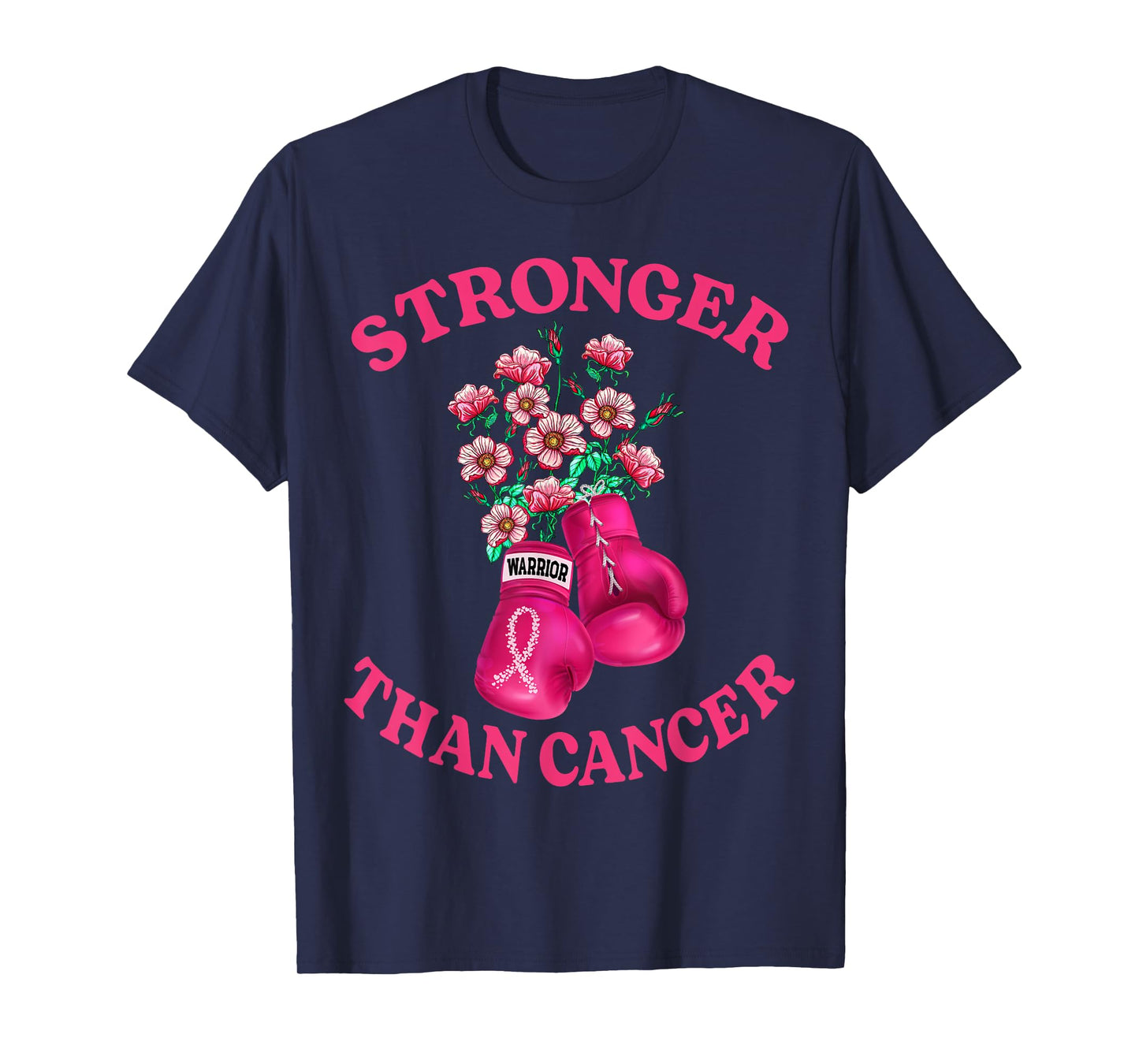 Stronger Than Cancer Boxing Gloves Pink Ribbon Breast Cancer T-Shirt