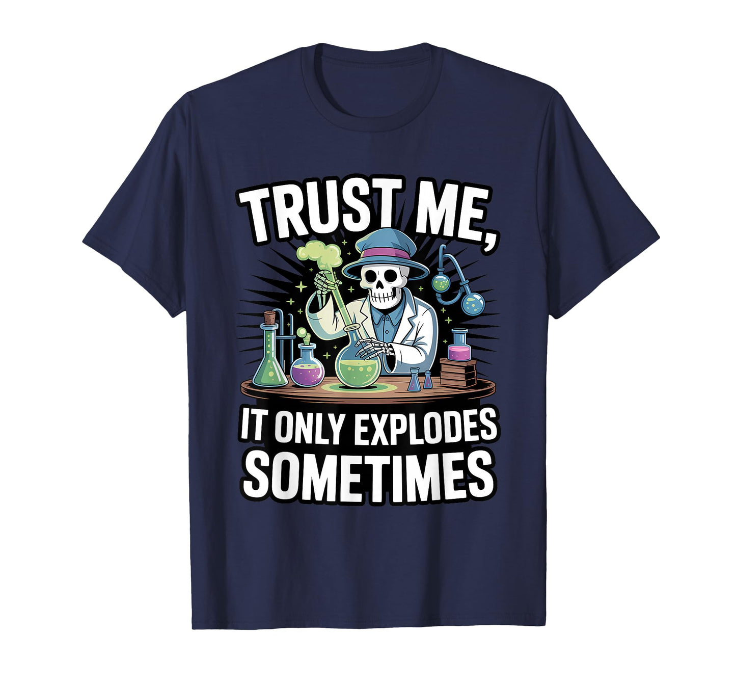 Skeleton Scientist Halloween Spooky Funny Lab T-Shirt