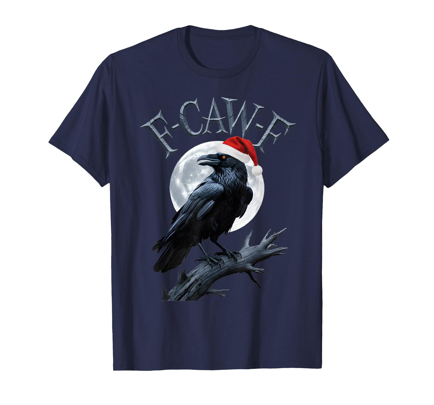 Funny Crow F-CAW-F Black Bird Gothic Christmas Santa Hat T-Shirt