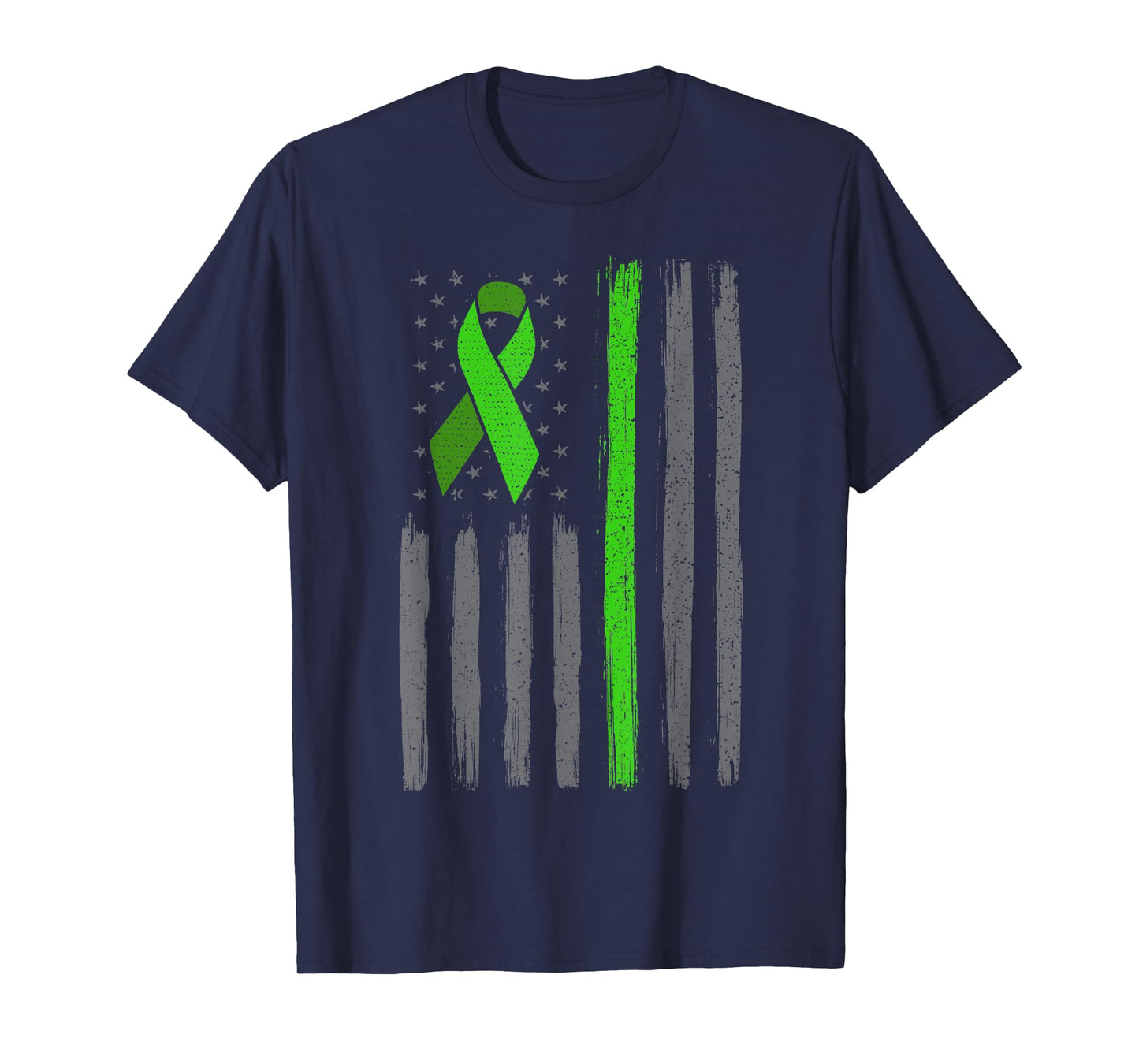 Lime green ribbon flag non hodgkin lymphoma cancer awareness T-Shirt