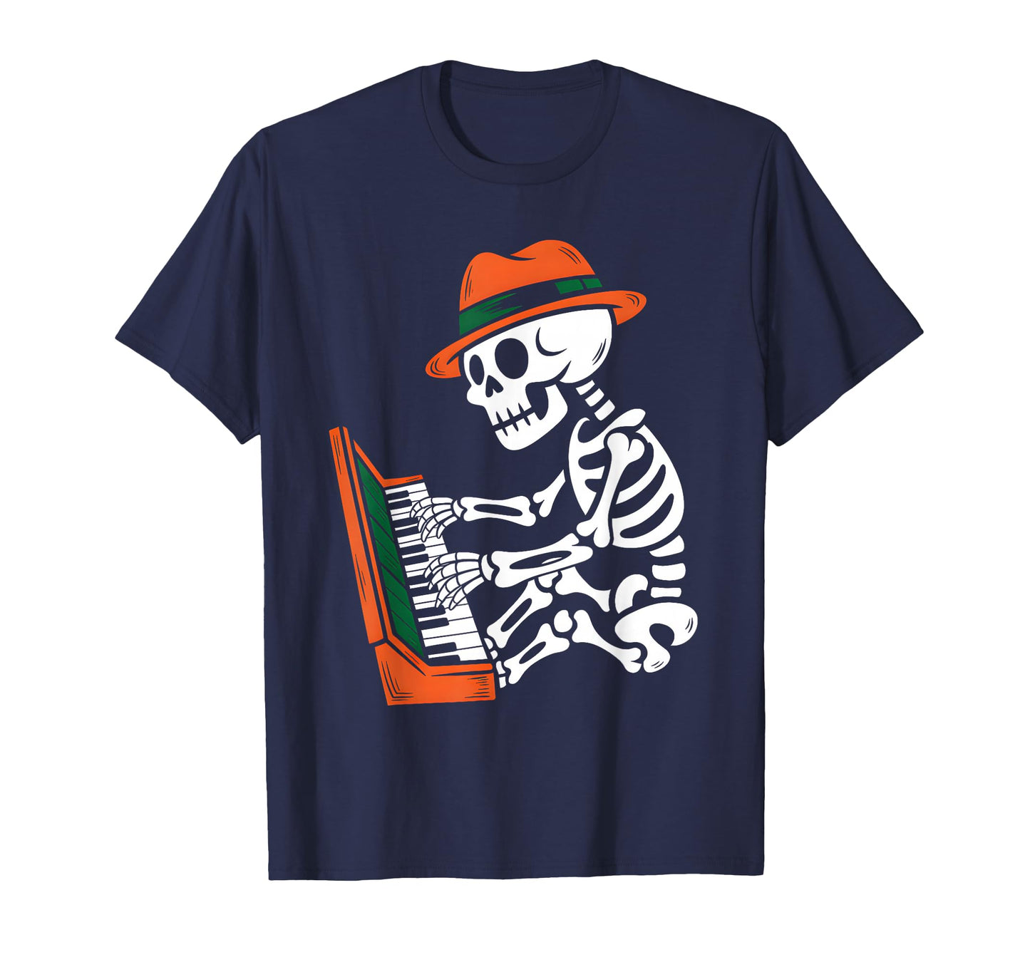 Skeleton Playing Piano Halloween Costume for Men Boys Kid T-Shirt