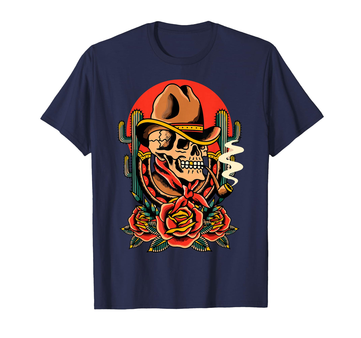 Cowboy Skeleton American Traditional Old School Tattoo Ink T-Shirt