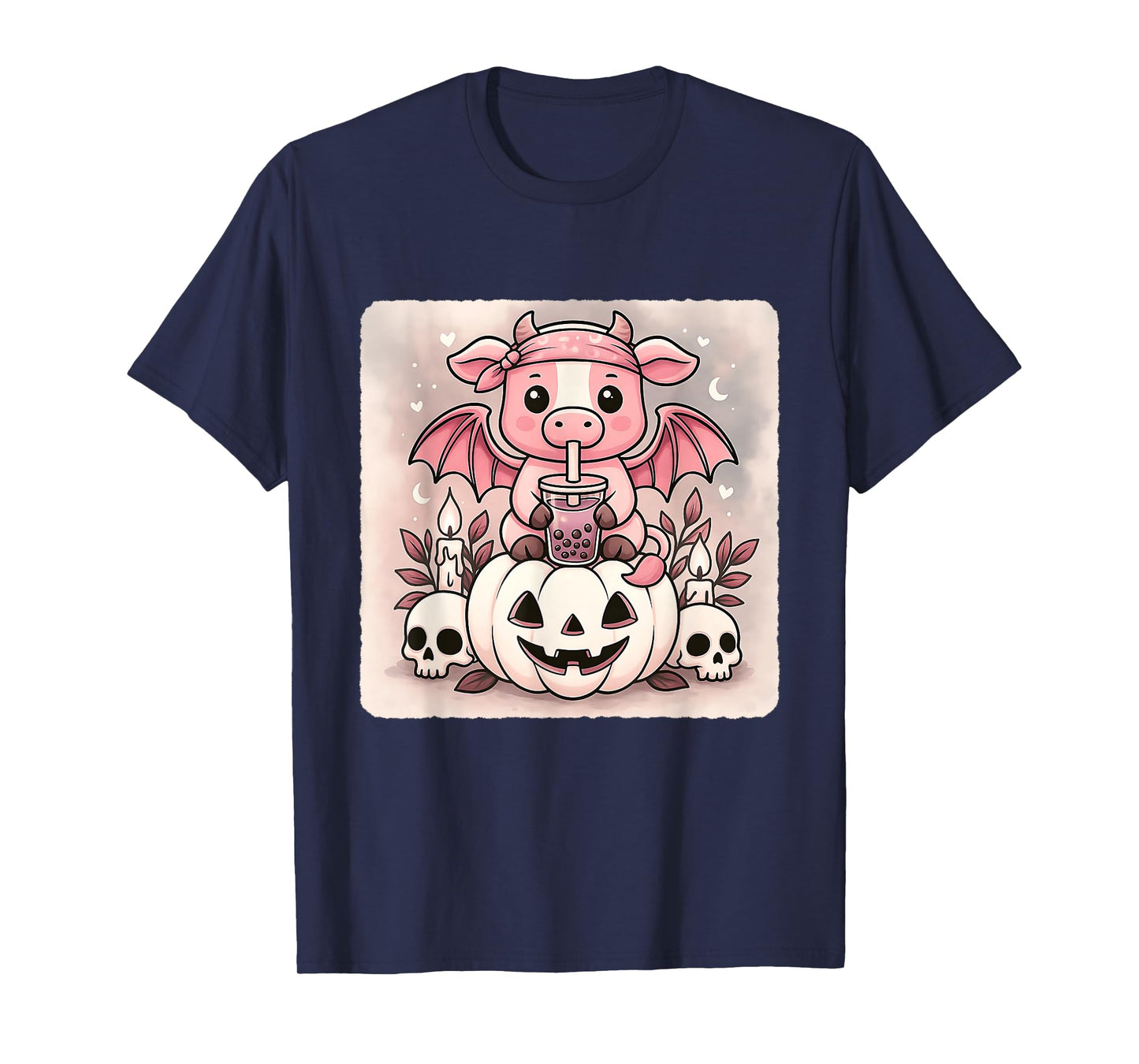 Cow Bat Kawaii Pastel Goth Creepy Cute Skeleton T-Shirt