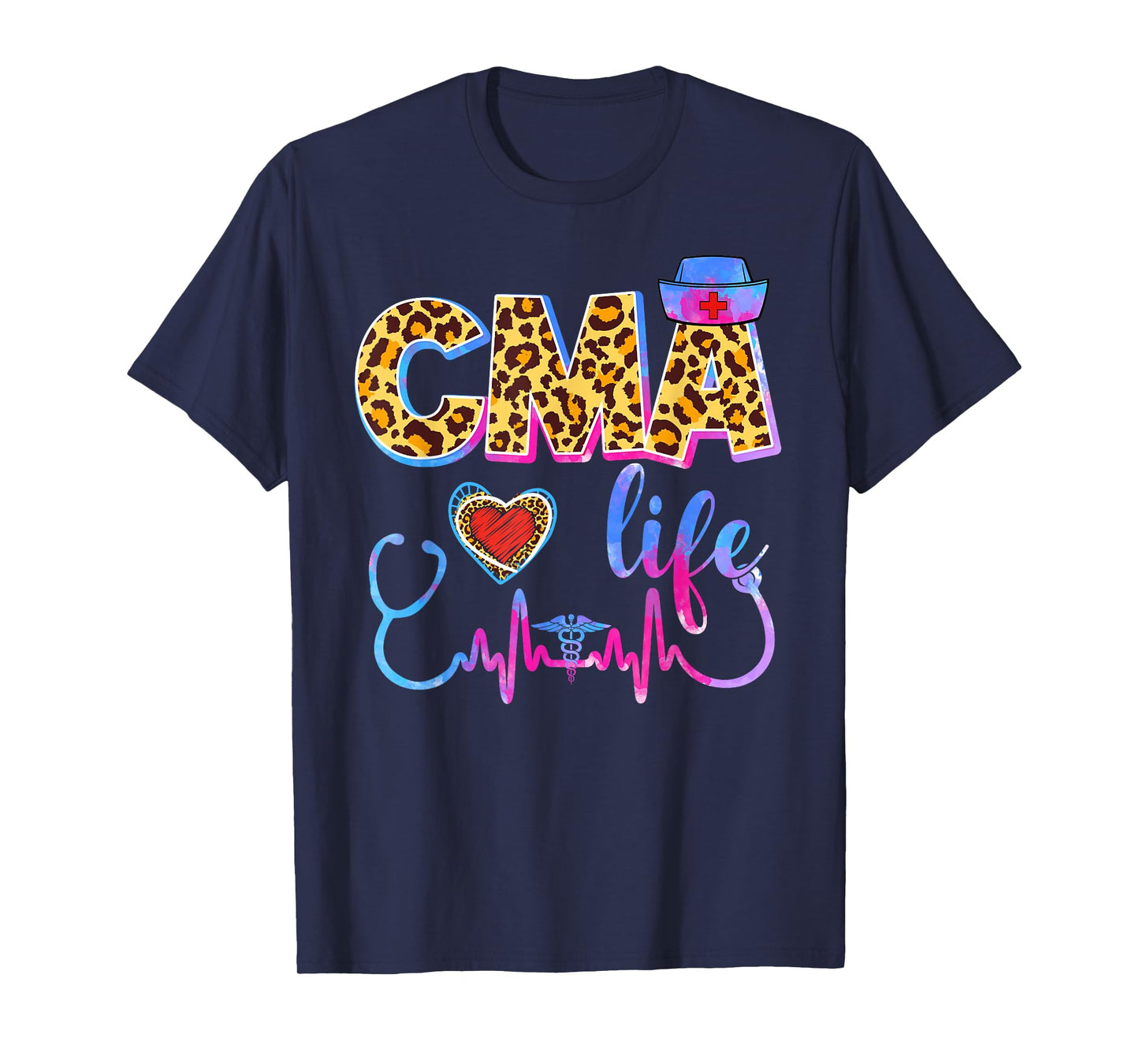 Leopard Tie Dye CMA Life Stethoscope Leopard Nurse Week T-Shirt
