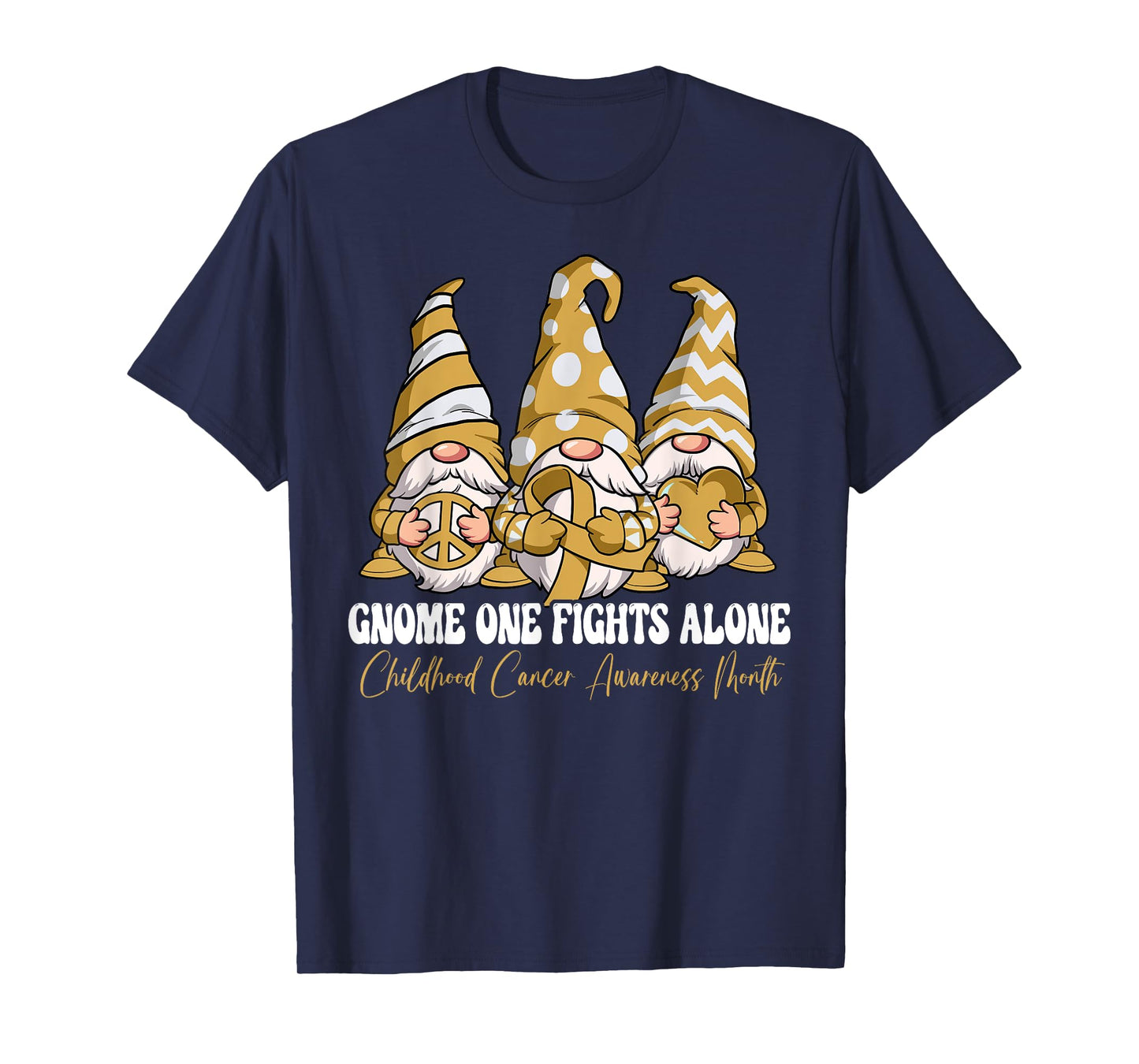 Gnome One Fights Alone Childhood Cancer Awareness Month T-Shirt