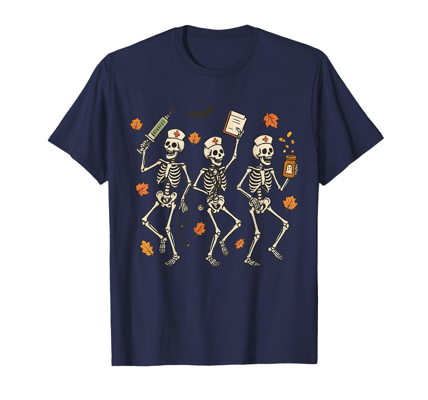 Funny Halloween Nurse Skeleton Dancing Spooky Season T-Shirt