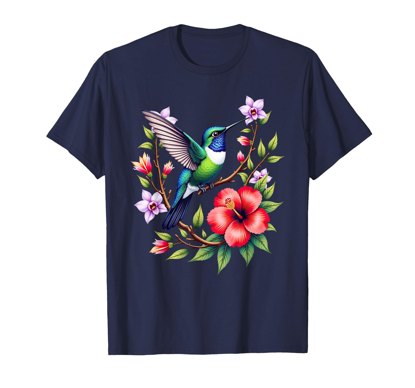Hummingbird Lovers Colorful Floral Hummingbird T-Shirt