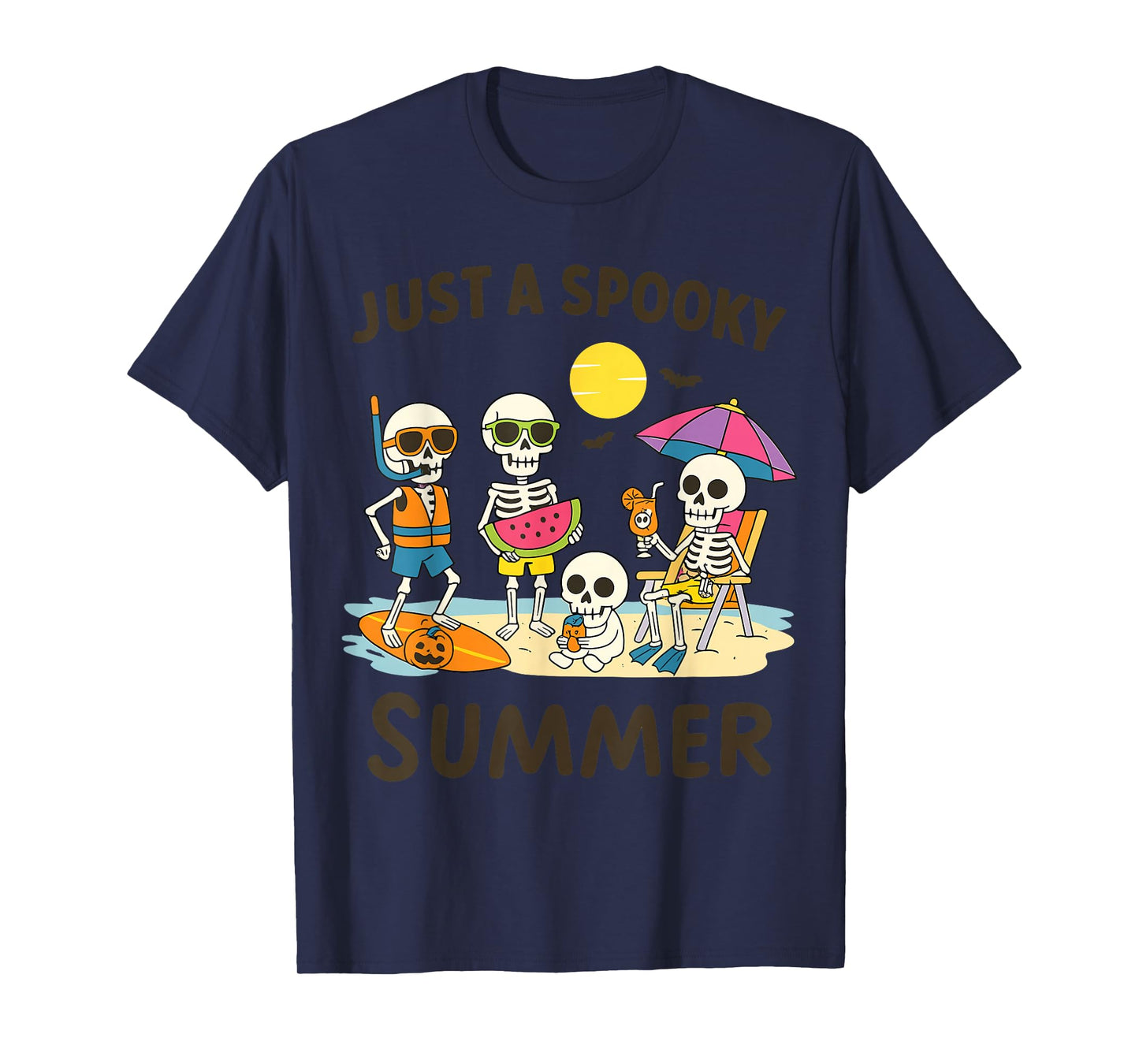 Spooky Summer Beach Skeleton Halloween Tee T-Shirt
