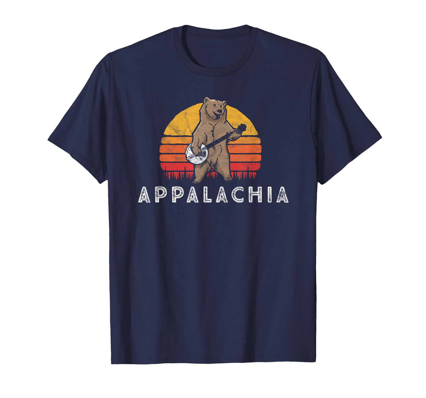 Appalachia Bluegrass Banjo Bear Funny Retro T-Shirt