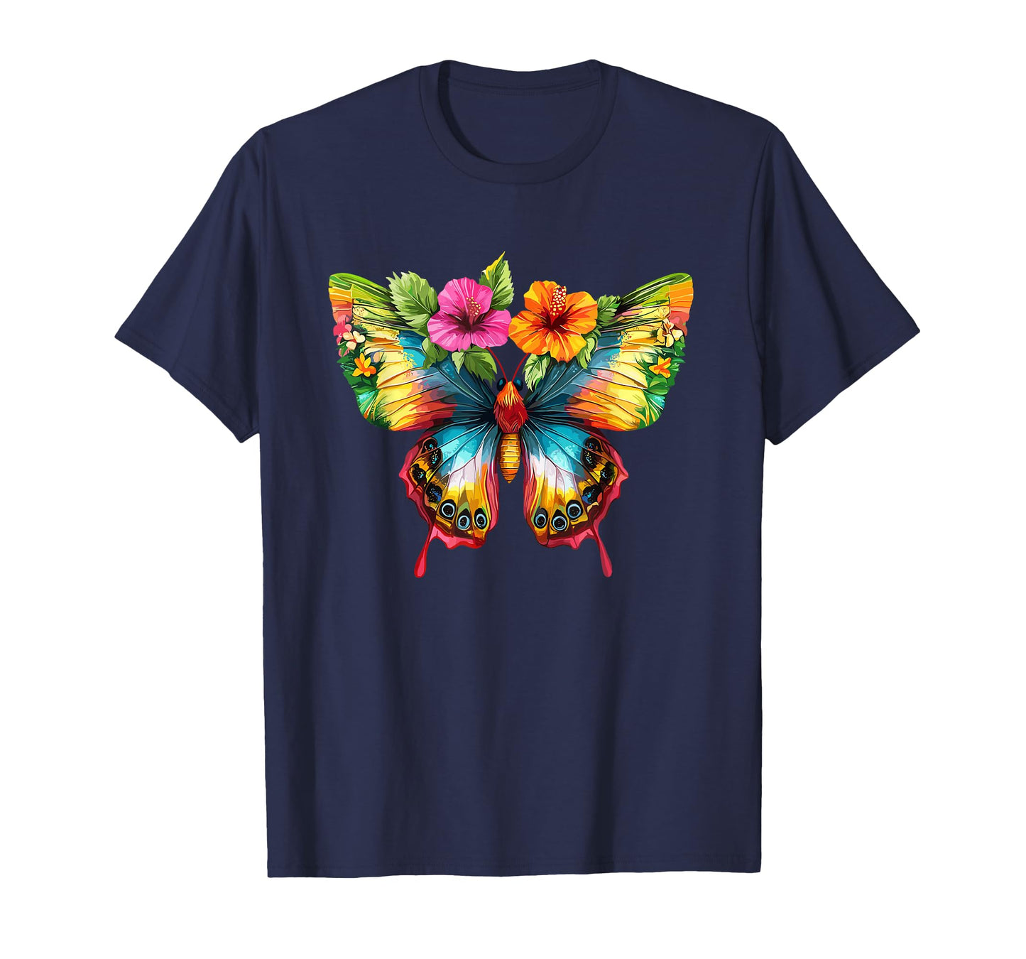 Colorful Butterfly With Flowers T-Shirt