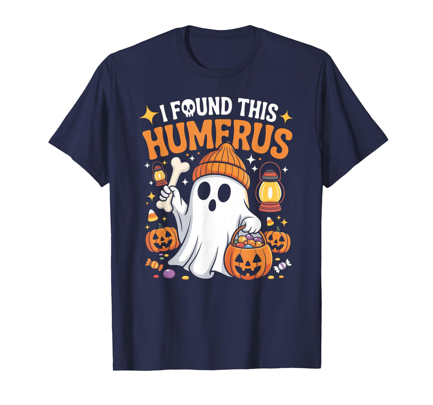 Ghost I Found This Humerus Halloween Skeleton Women Gifts T-Shirt