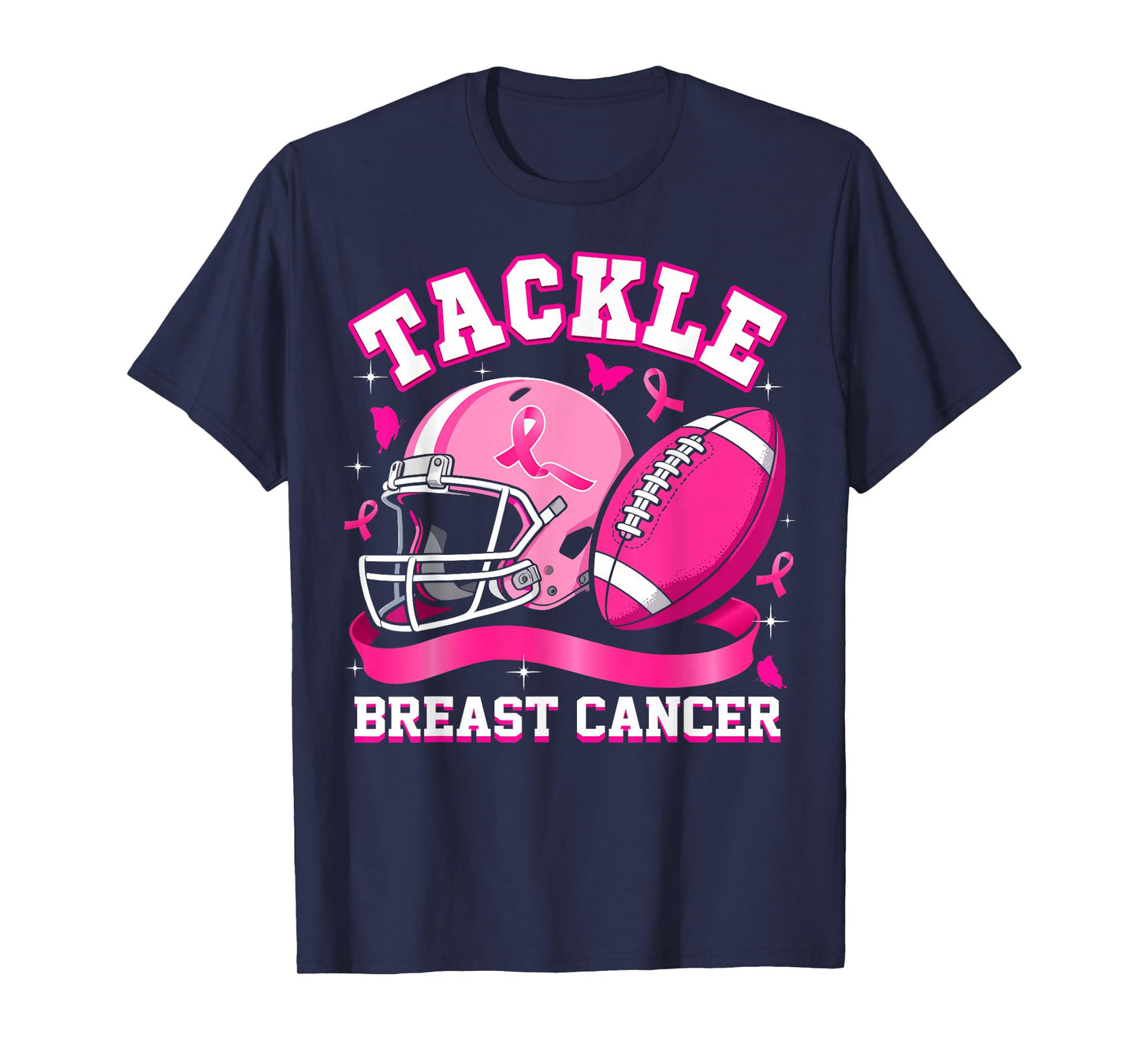 Tackle Breast Cancer Awareness Football Pink Ribbon Womens T-Shirt