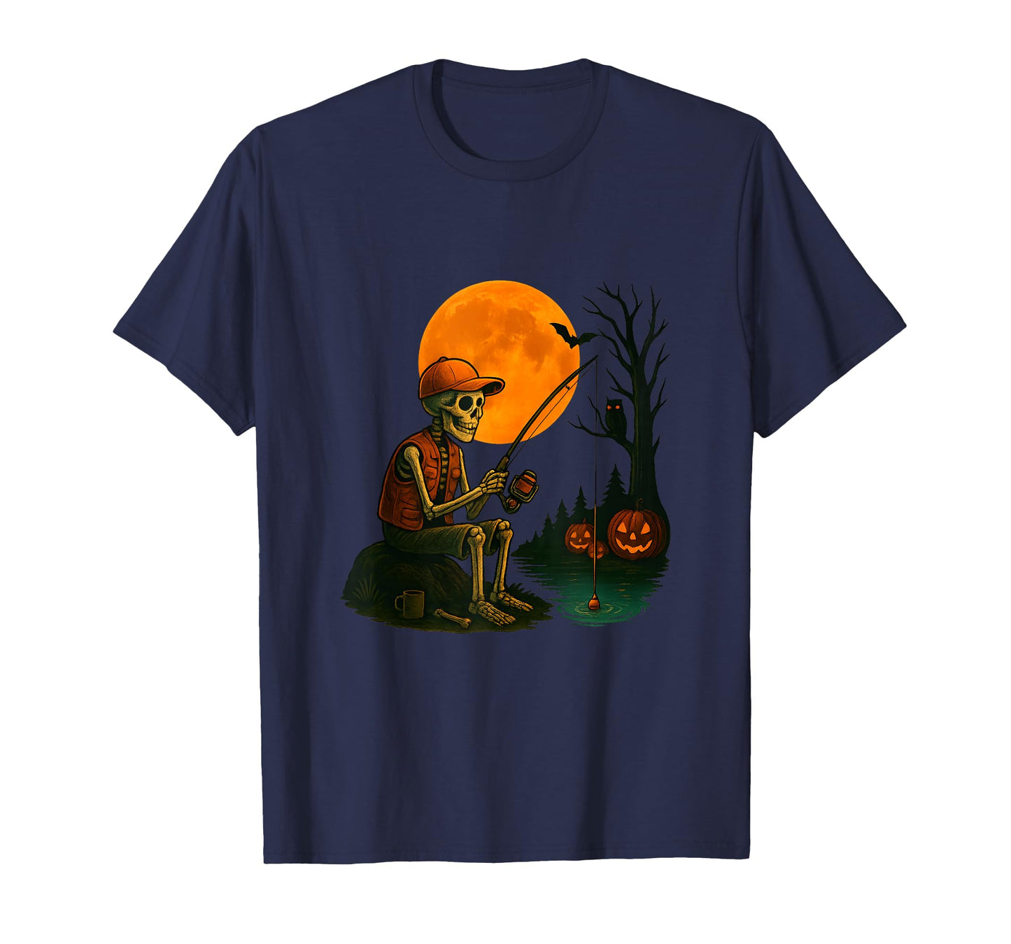 Skeleton Fishing Funny Halloween Costume Fishing Tank Top