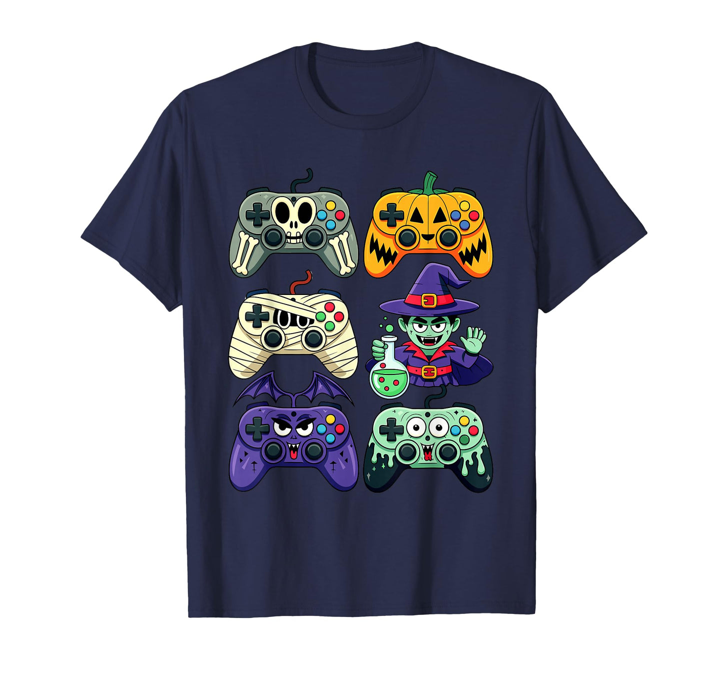 Halloween Zombie Skeleton Gamer Controller Boys Fun T-Shirt