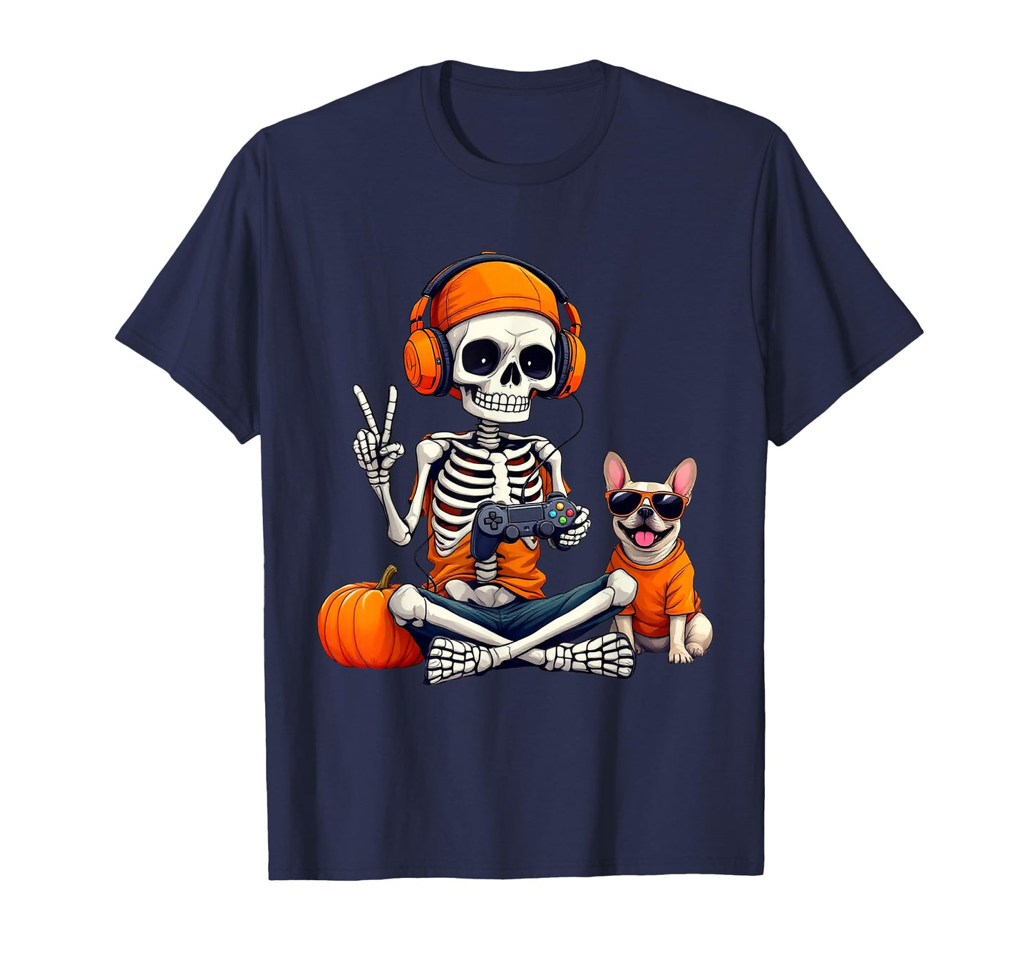 Halloween Skeleton Gamer Video Gaming Boys Men Kids Tees T-Shirt