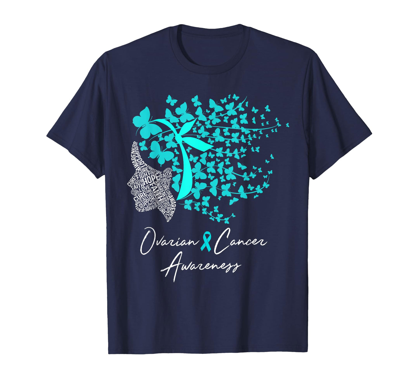 Ovarian Cancer Awareness Shirt Teal Butterflies TShirt T-Shirt
