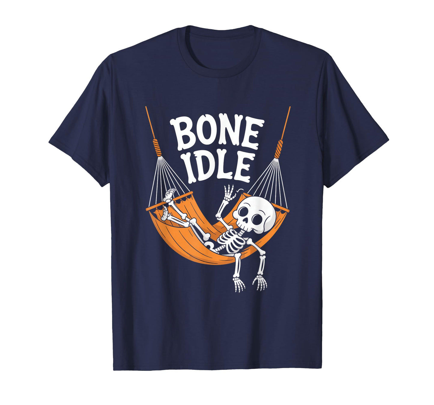 Bone Idle Skeleton Hammock Funny Halloween Pun T-Shirt