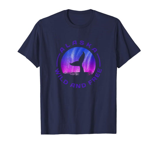 Alaska - Whale With Northern Lights - Wild and Free T-Shirt