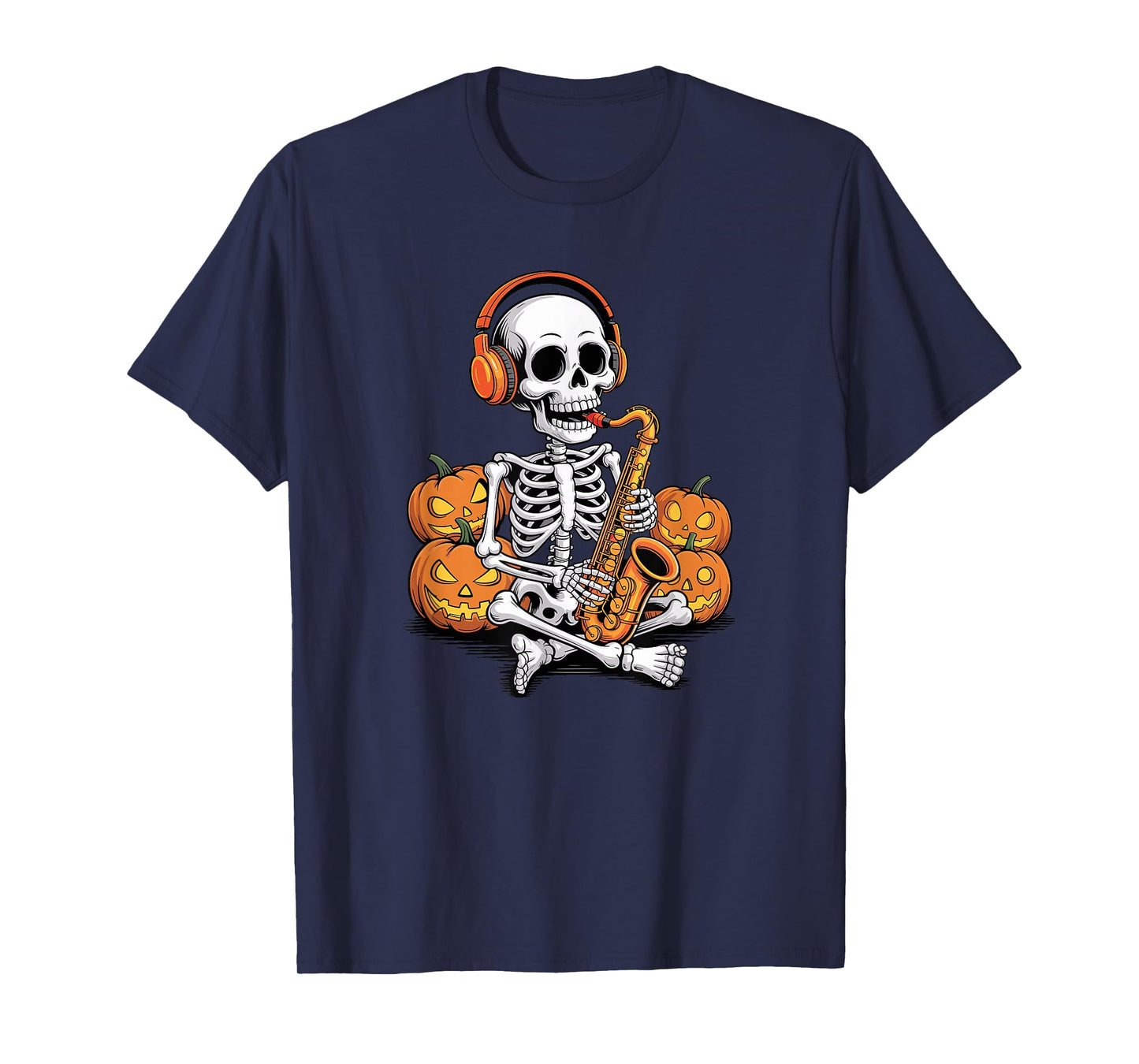Halloween Skeleton Saxophone Saxophonist Sax Player T-Shirt