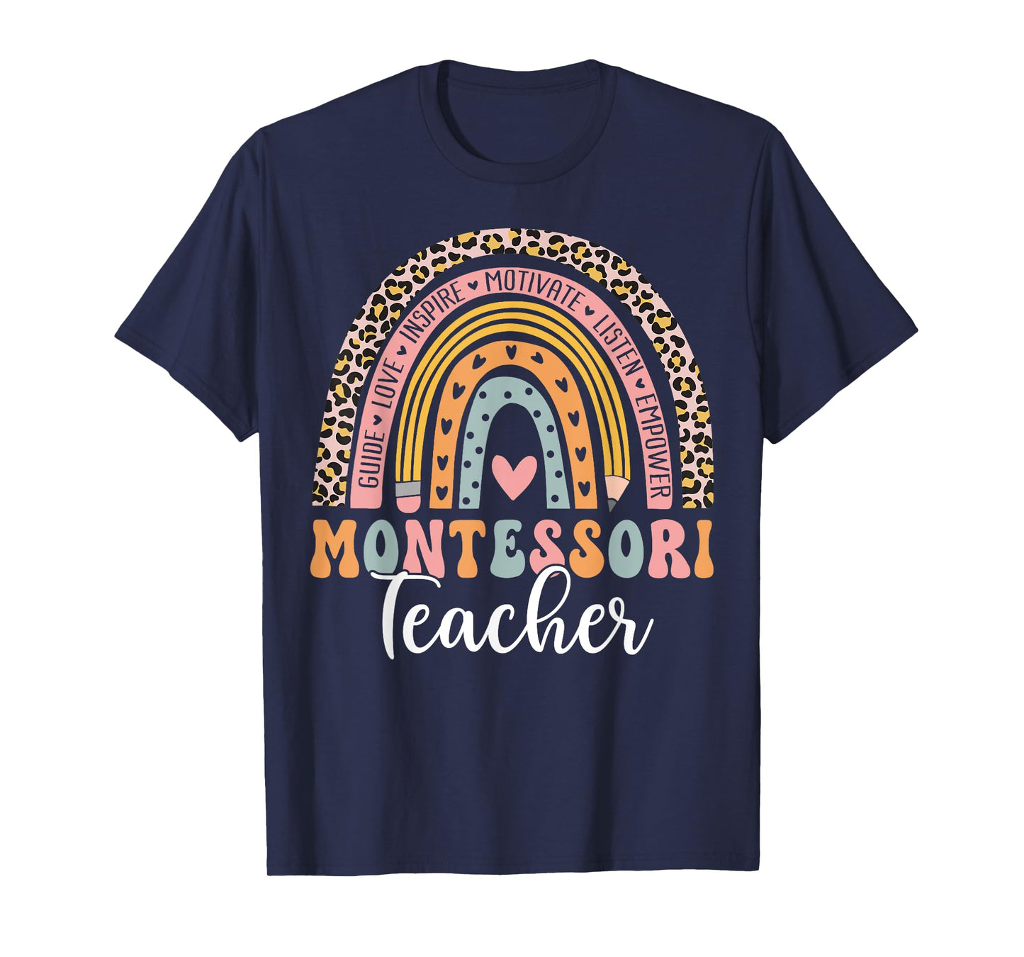 Montessori Teacher Rainbow Leopard Instructor Educator T-Shirt for Men Women