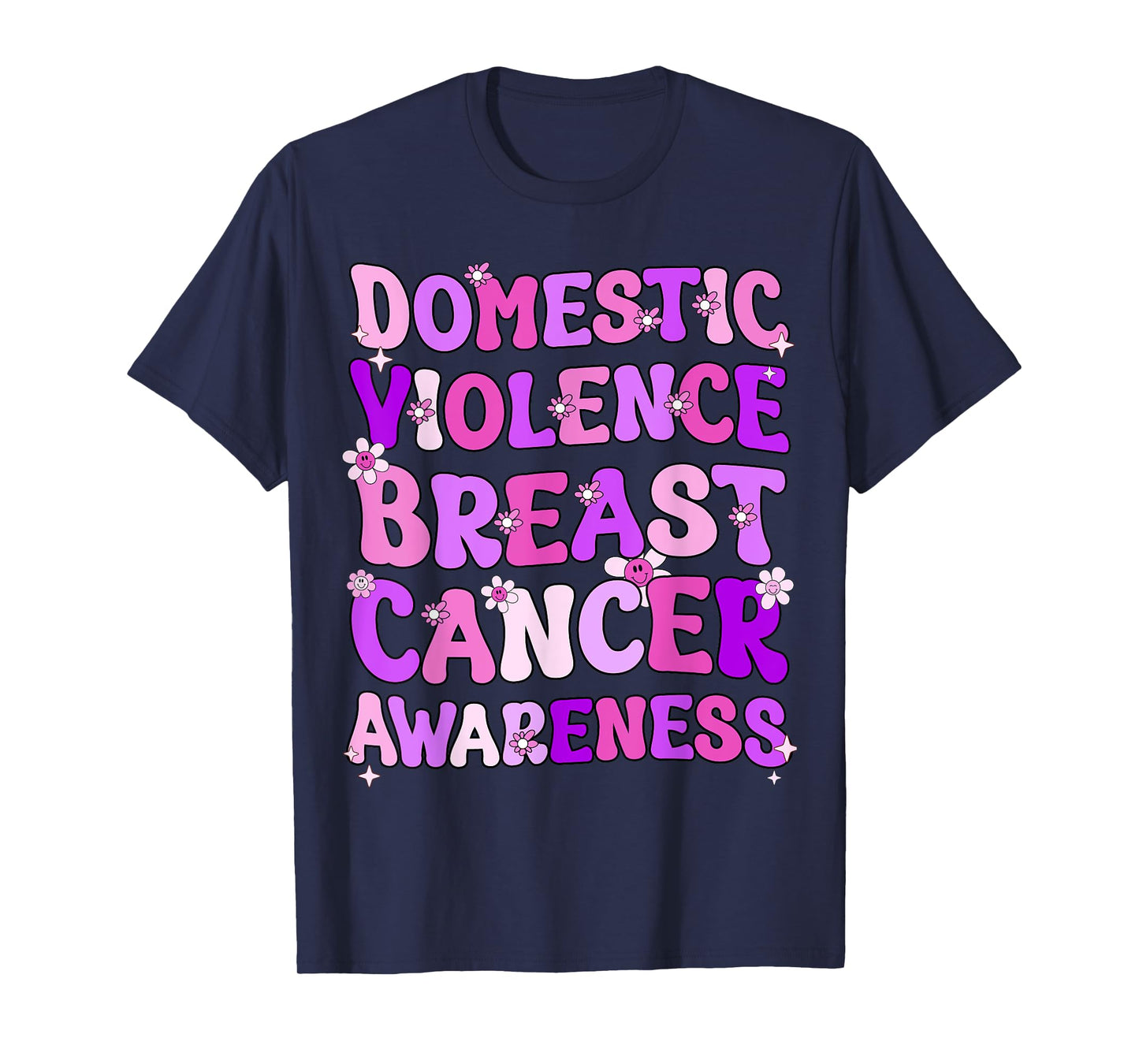 Groovy Domestic Violence And Breast Cancer Awareness Month T-Shirt