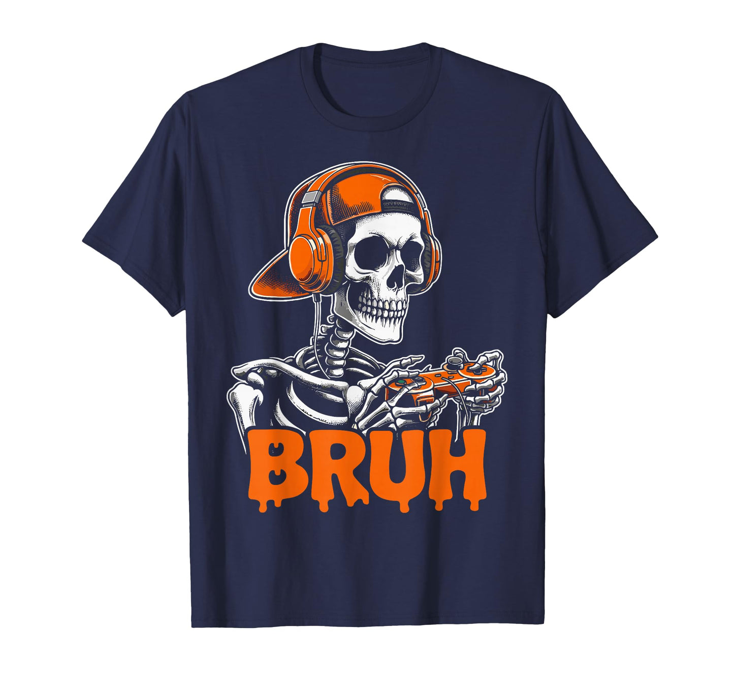Halloween Bruh Skeleton Gamer Boys Video Gaming T-Shirt