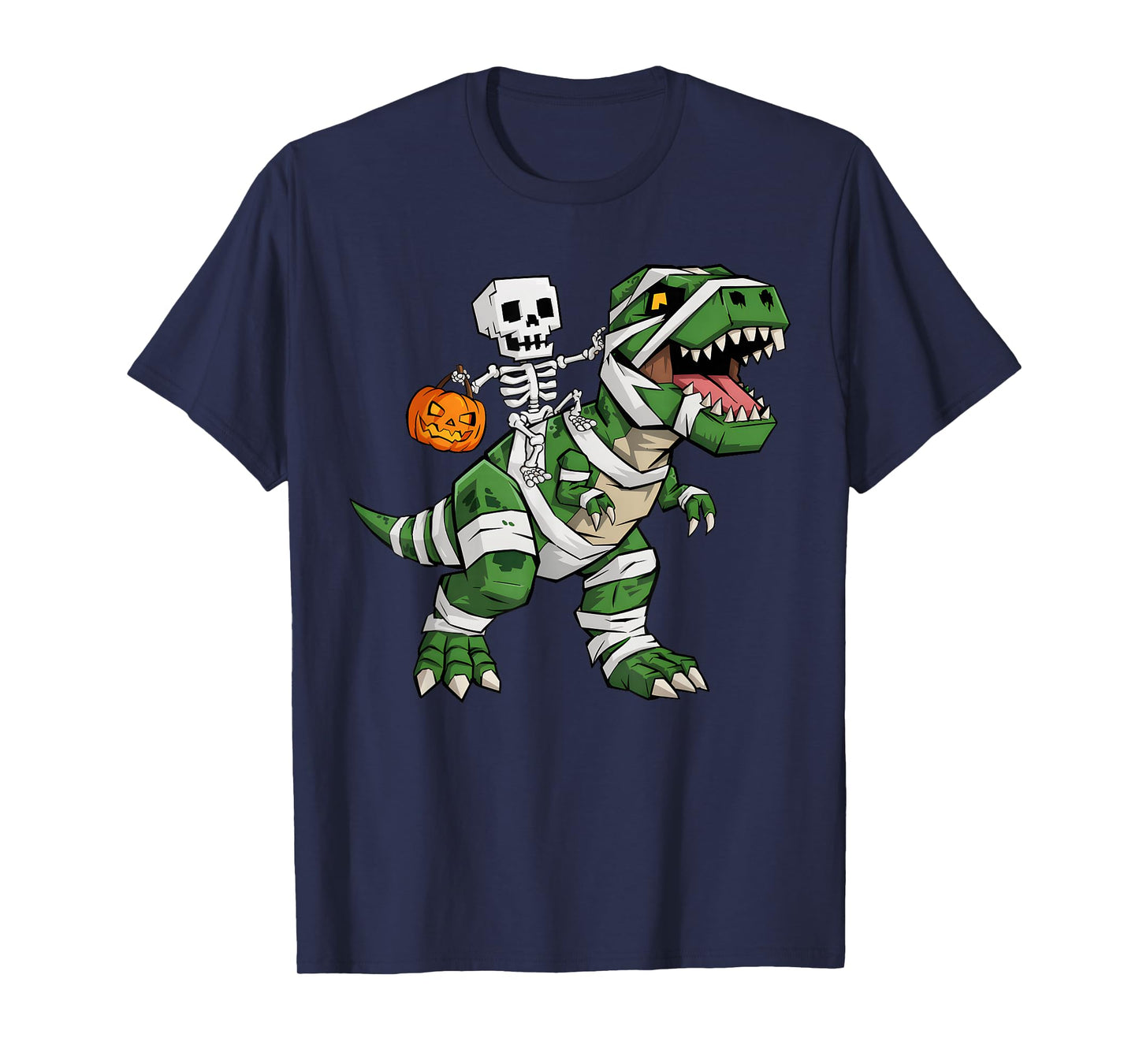 Halloween Skeleton Dinosaur Pixel Gamer Boys Men Kids Gaming T-Shirt