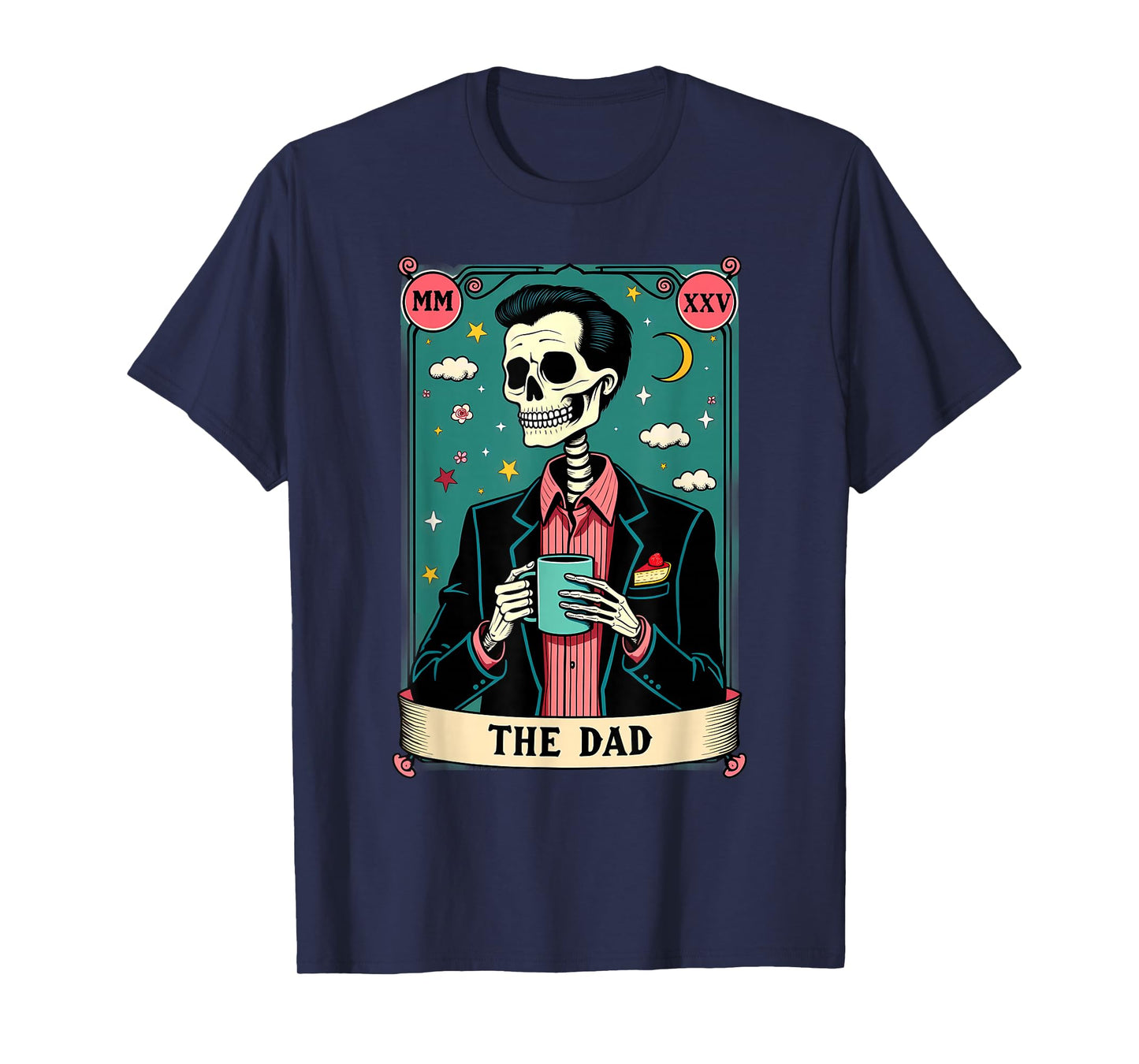 Retro Witch Dad Tarot Card Skeleton Halloween T-Shirt