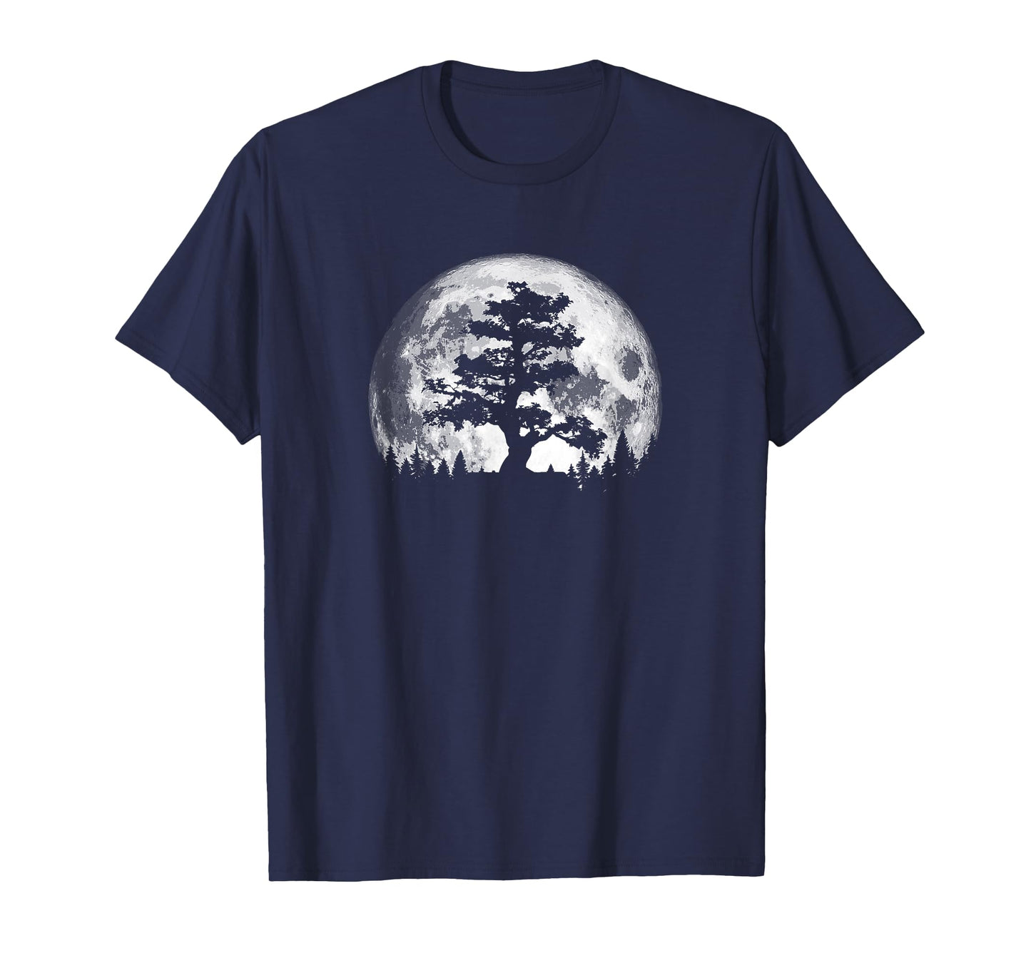 Retro full moon and minimalist pine tree vintage graphic T-Shirt