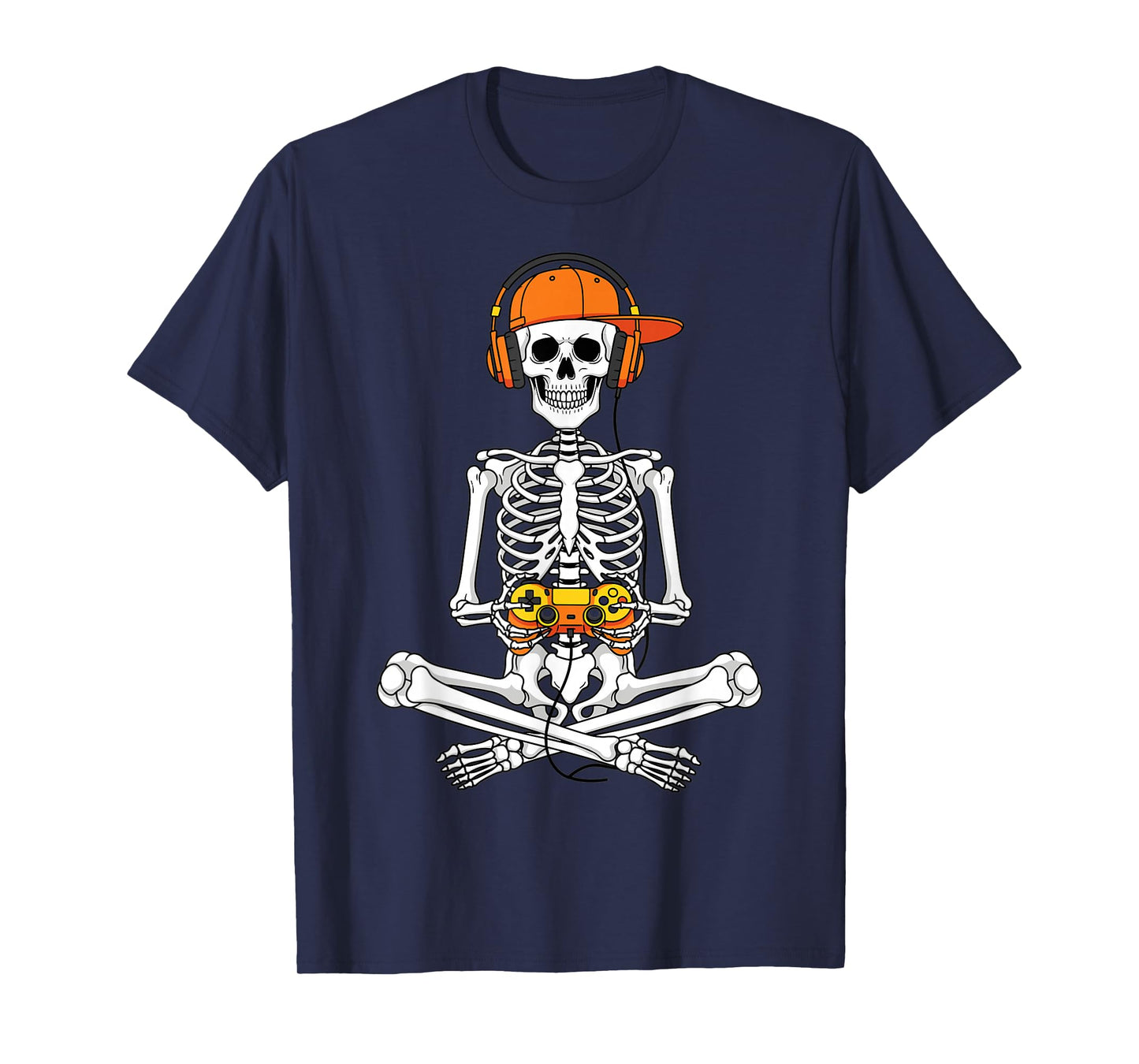 Gamer Skeleton Controller Headset Halloween Spooky Style T-Shirt