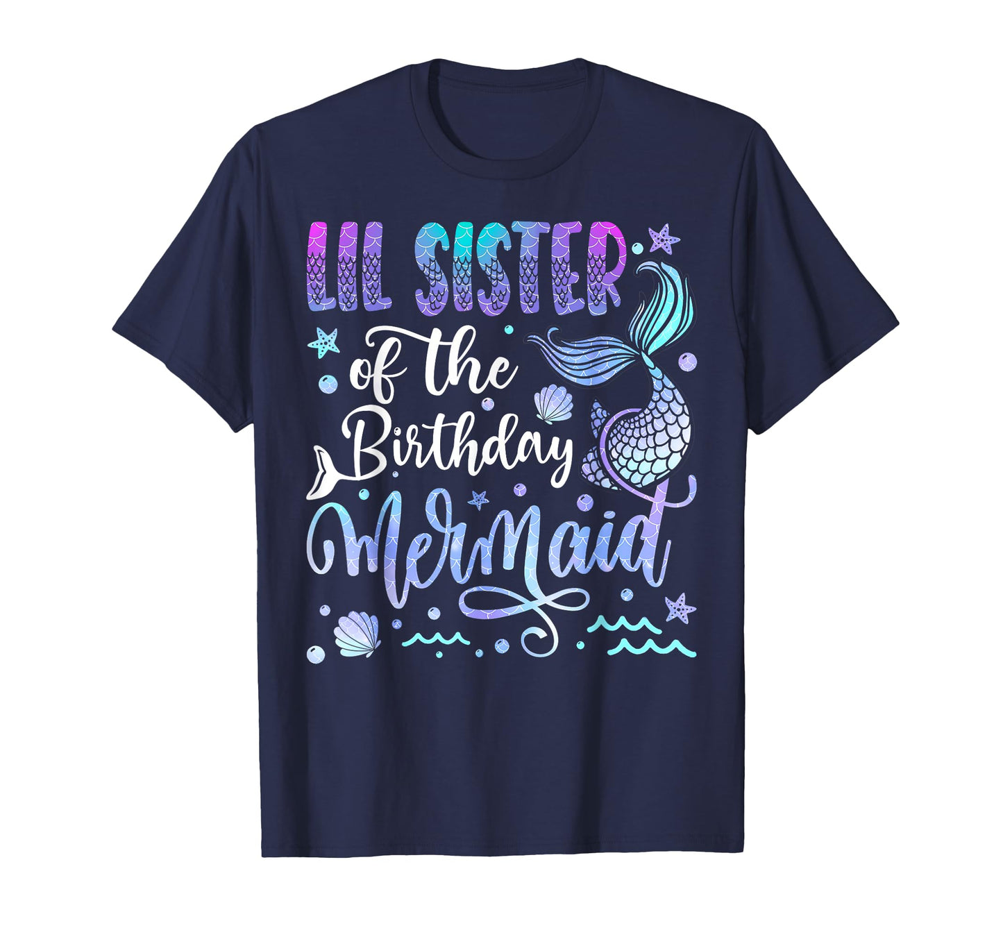 Lil Sister Of The Birthday Mermaid Bday Girl Party T-Shirt