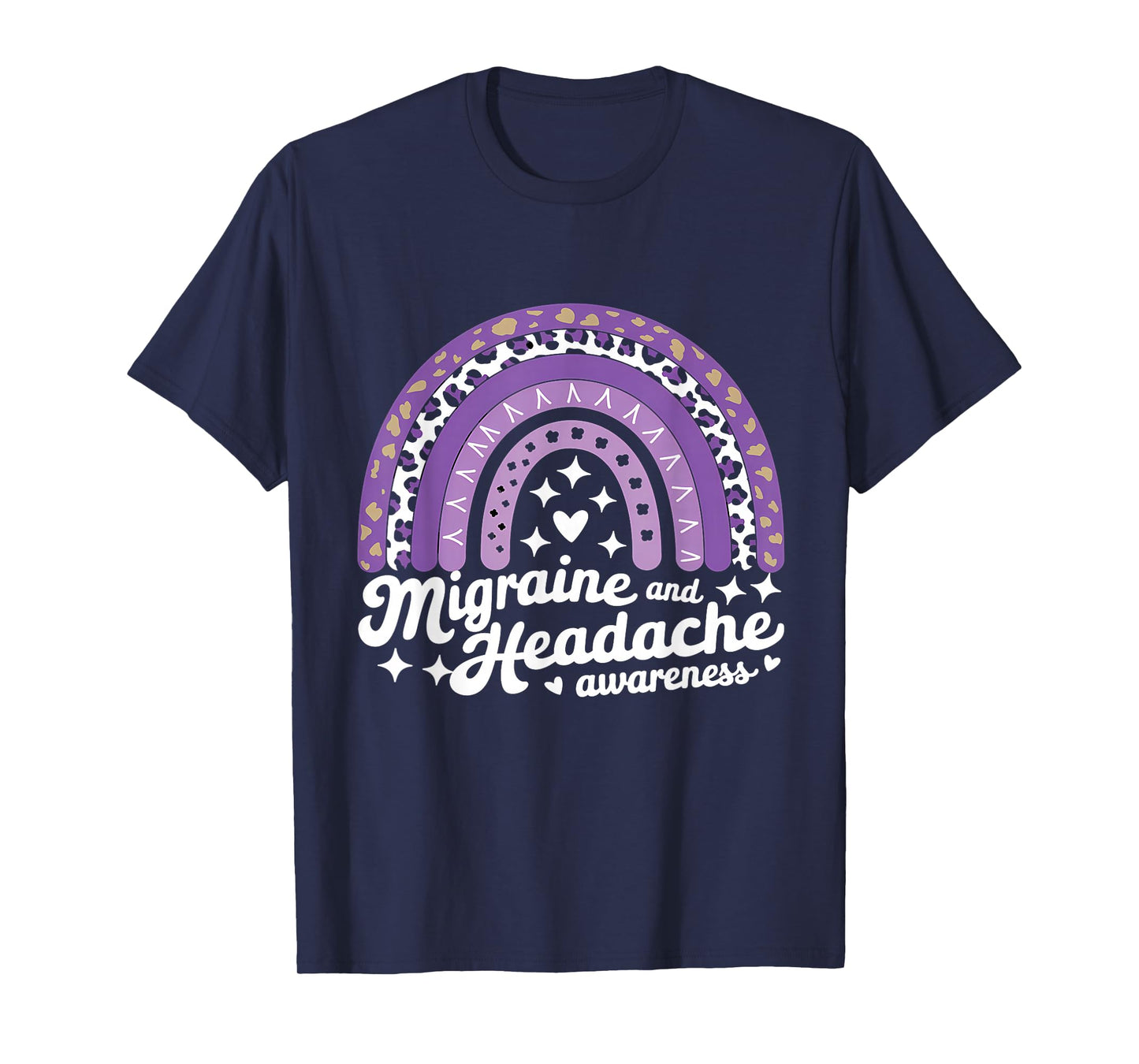 Migraine And Headache Awareness Rainbow Purple Ribbon T-Shirt
