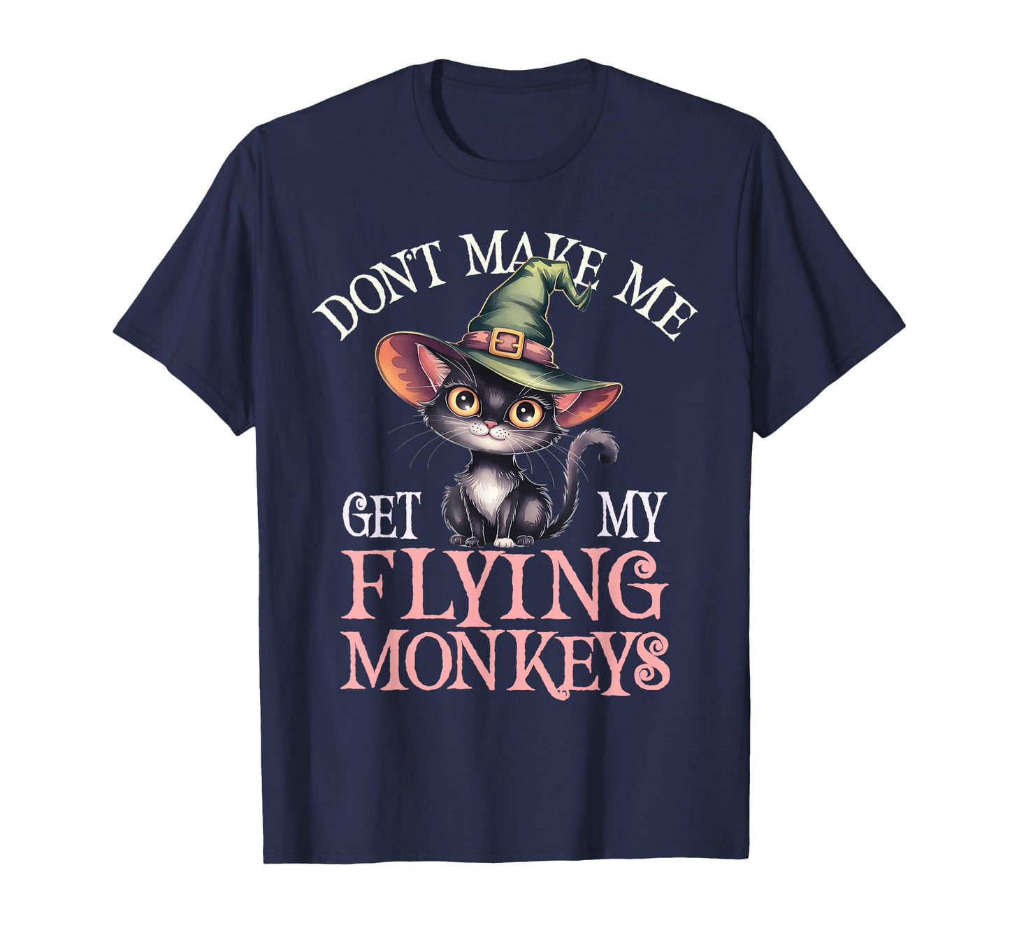 Cute Meowgical Flying Monkeys Cat Wizard Creepy Warlock 1693 T-Shirt