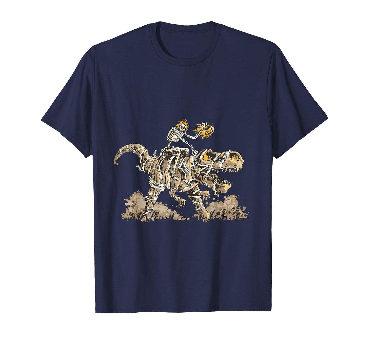 Spooky Dinosaur Halloween Outfit Skeleton Riding Mummy T-Rex T-Shirt