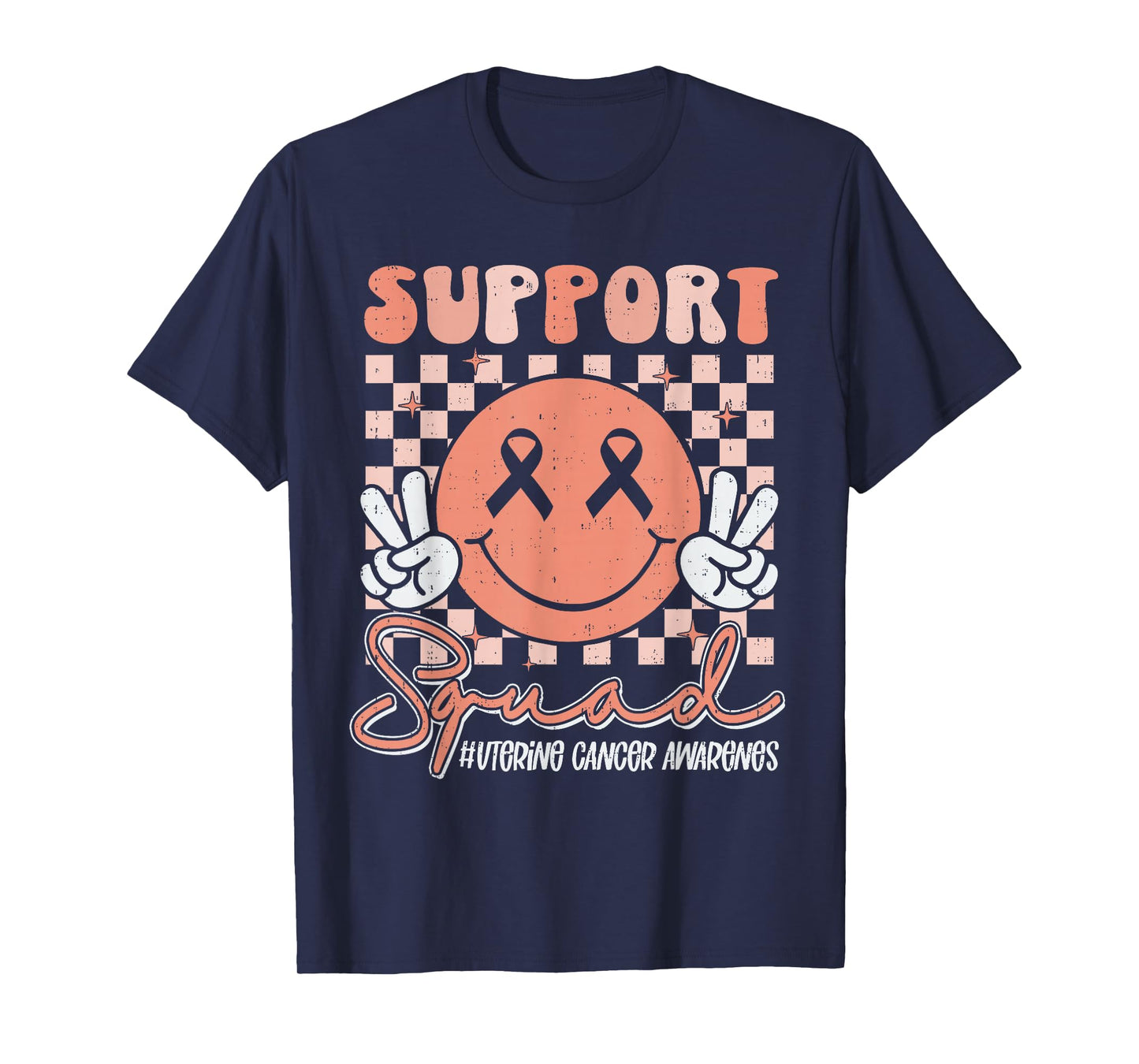 Support Uterine Cancer Awareness Smile Ribbon Peach Girl Kid T-Shirt