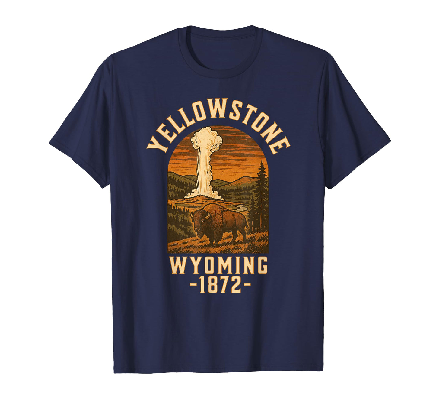 Retro Yellowstone Bison Poster National Park Travel Art T-Shirt