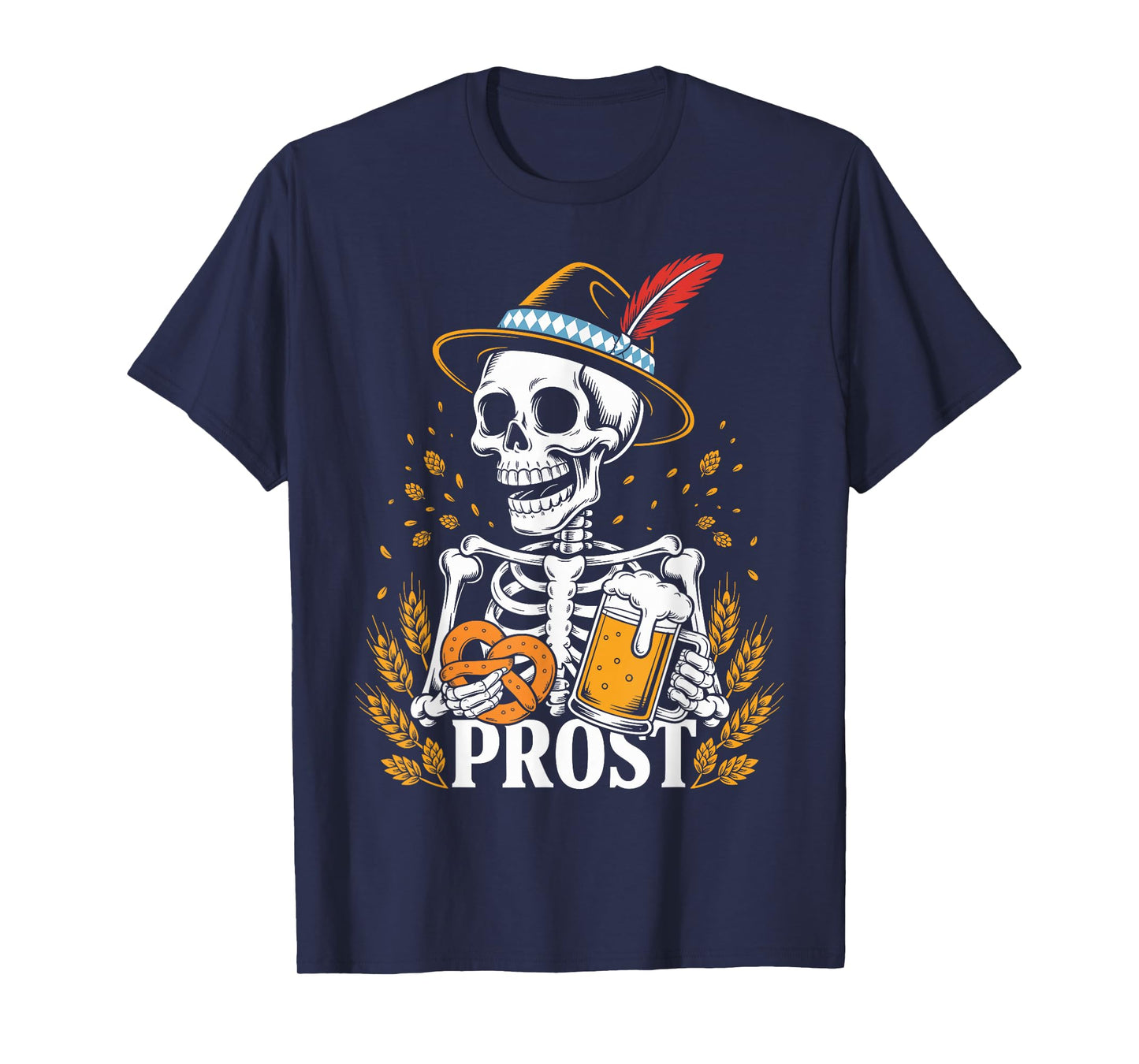 Skeleton Prost Bavarian Halloween Munich German Oktoberfest T-Shirt