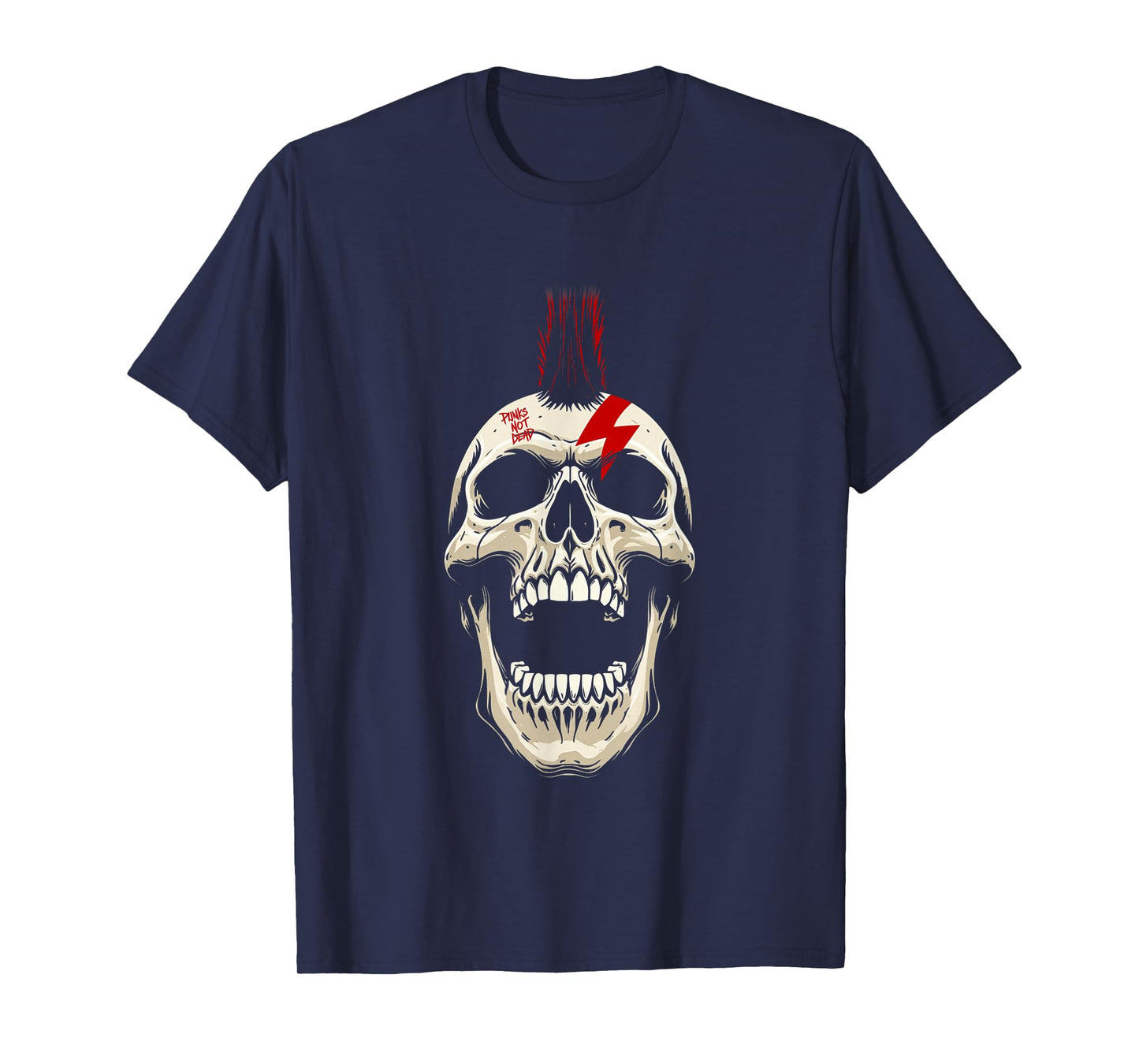 Skeleton Punk Skull Mohawk Rock Metal Culture Music T-Shirt