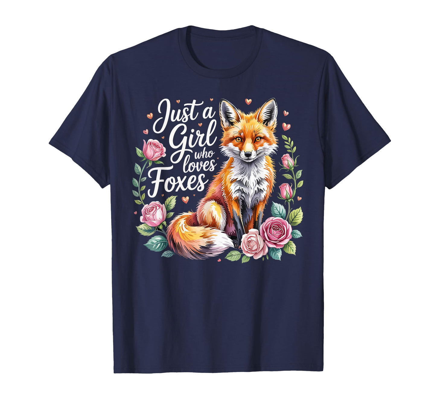 Just a Girl Who Loves Foxes Beautiful Floral Animal Gifts T-Shirt